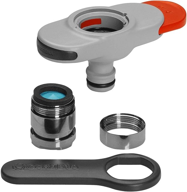 Gardena tap connector for indoor taps: Connection for indoor taps, including adapter for aerator head, spanner for easy fitting, for kitchen and bathroom (18210-20)