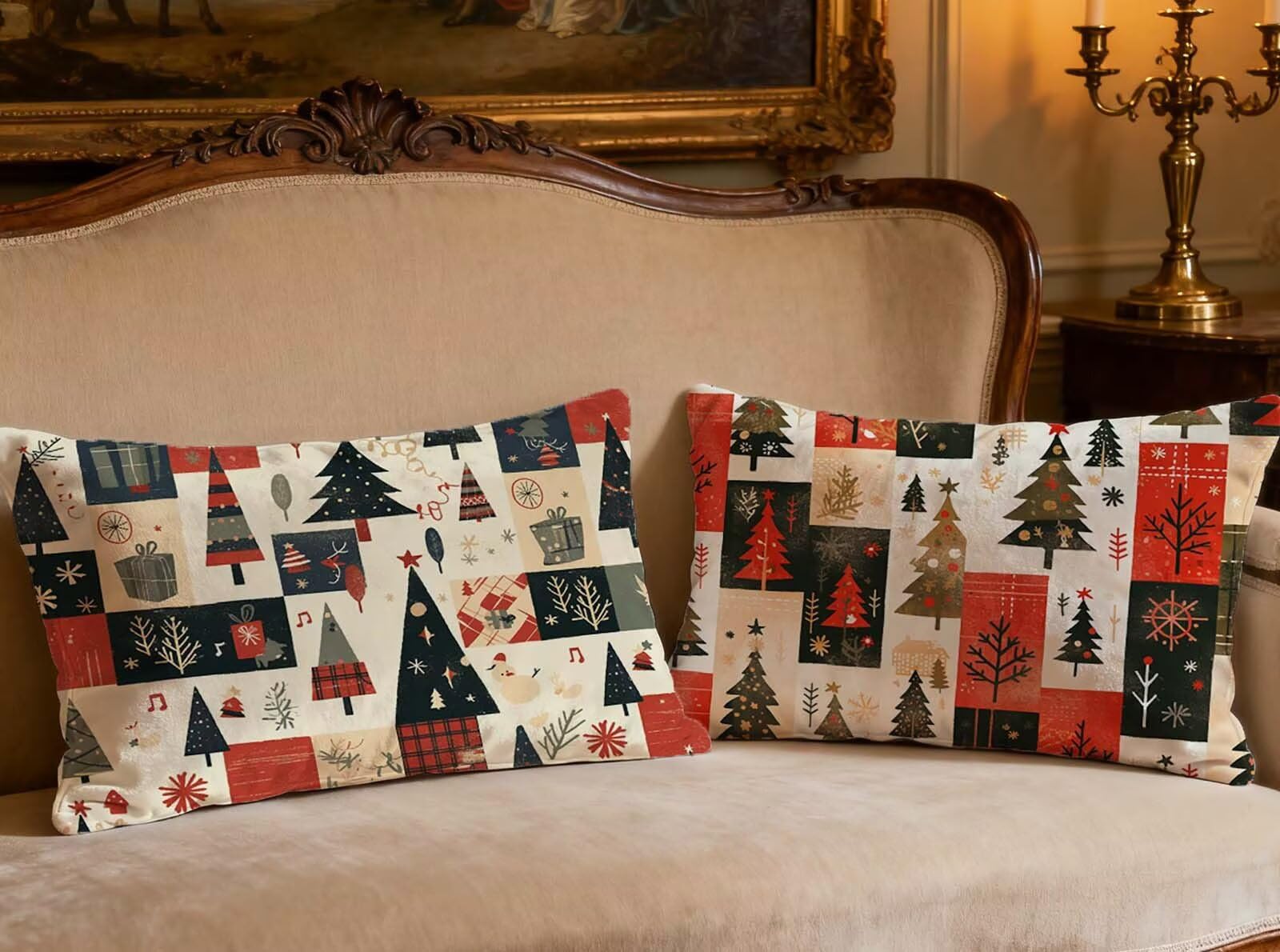Fundas Cojines 40x60cm de Terciopelo Navidad para Decoracion de Navidad en Salon y Cama