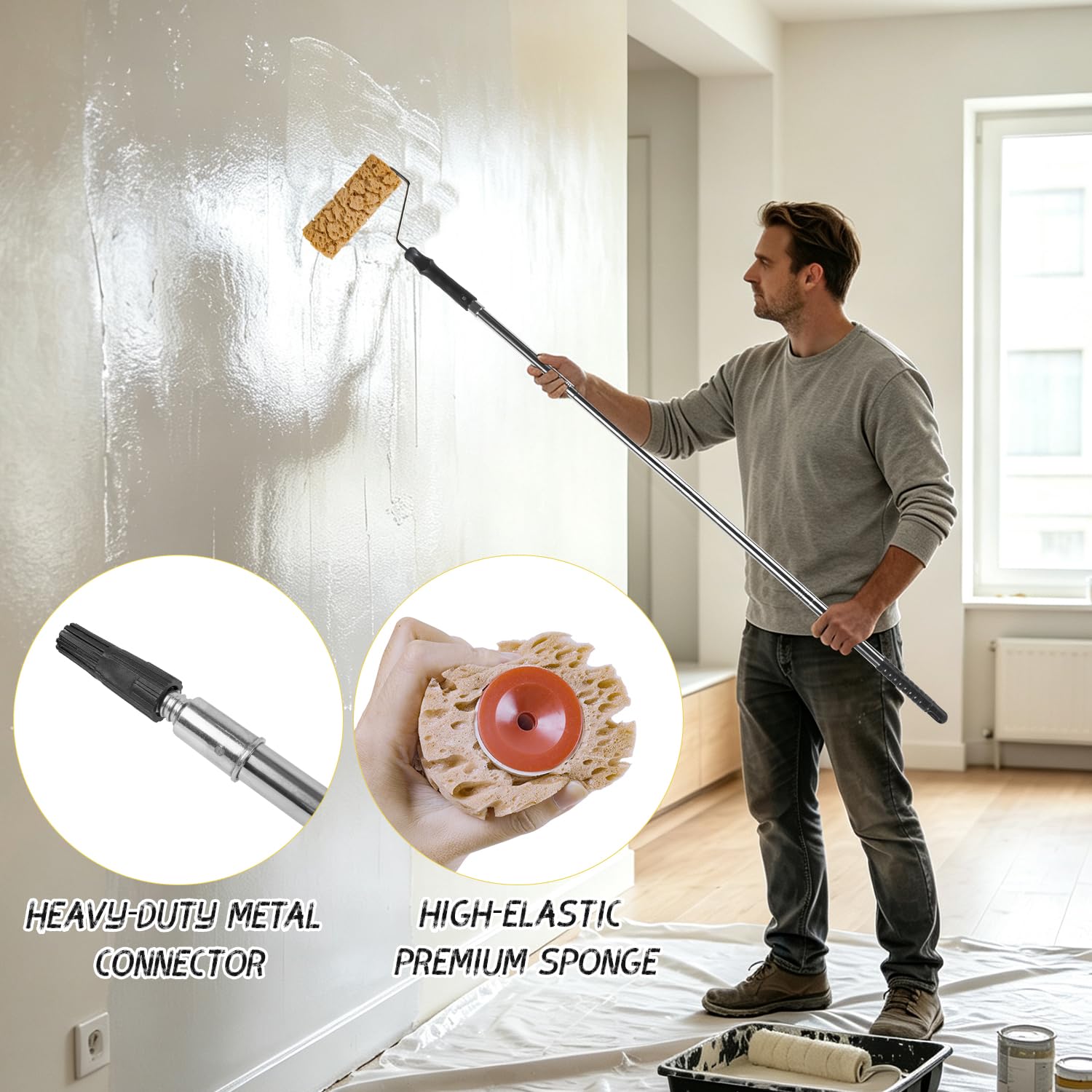 Rouleau de texture en éponge de mer pour peinture, rouleau de peinture