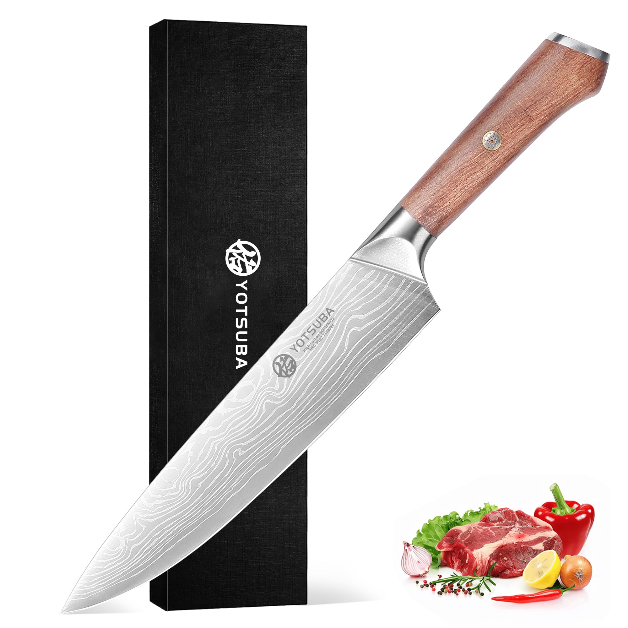 YOTSUBA Kochmesser Küchenmesser Santoku Messer 18 cm Deutscher Edelstahl Extra Scharfe Messerklinge mit ergonomischer Griff Exquisiter Geschenkverpackung