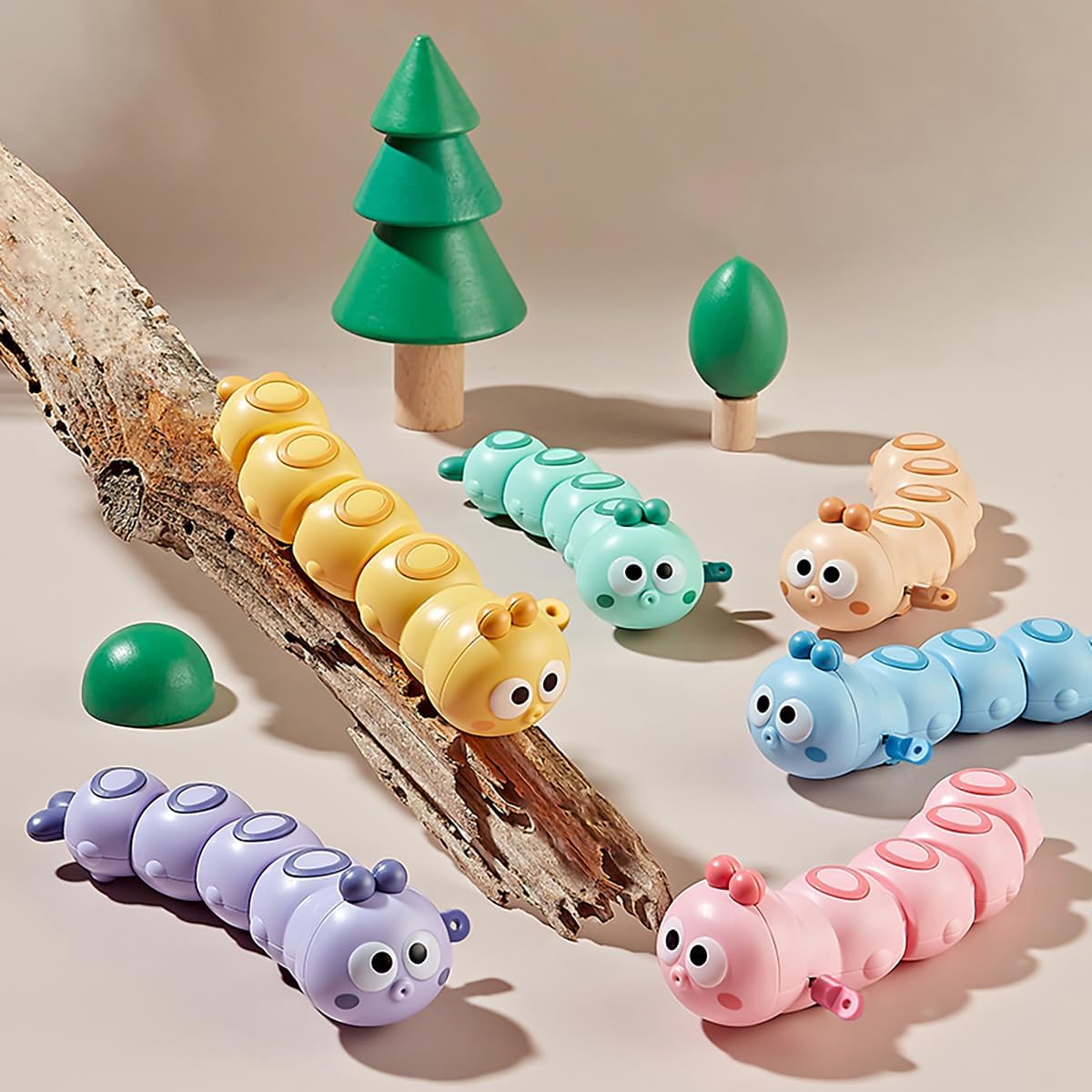 3Pcs Purple Wind-Up Caterpillar Toy - Mechanical Crawling Insect, Educational STEM Kids Toys for Toddlers, Safe Non-Toxic Baby Gift for Birthday Party (Purple 3Pcs)