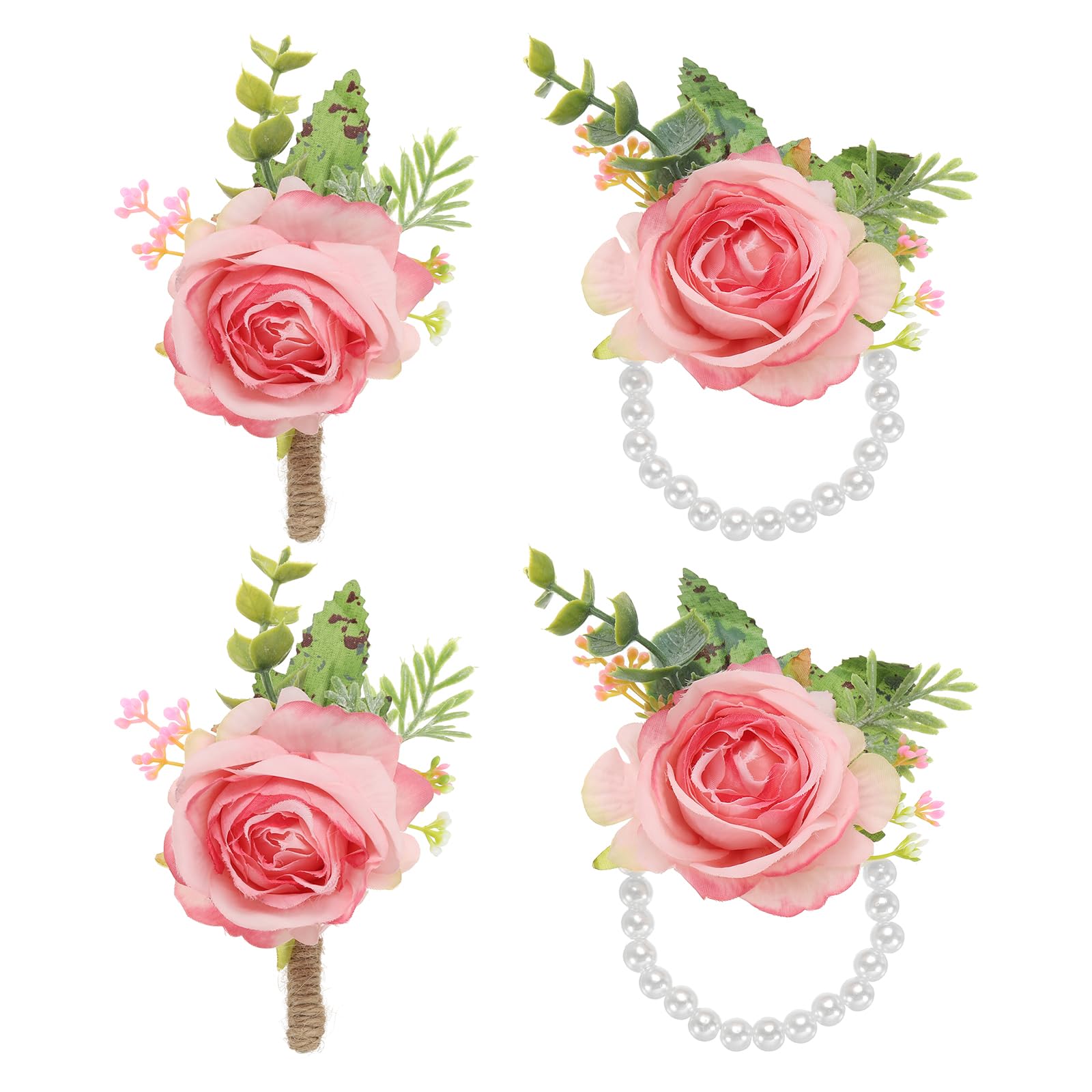 PATIKIL Rose Wrist Corsage and Boutonnieres Set