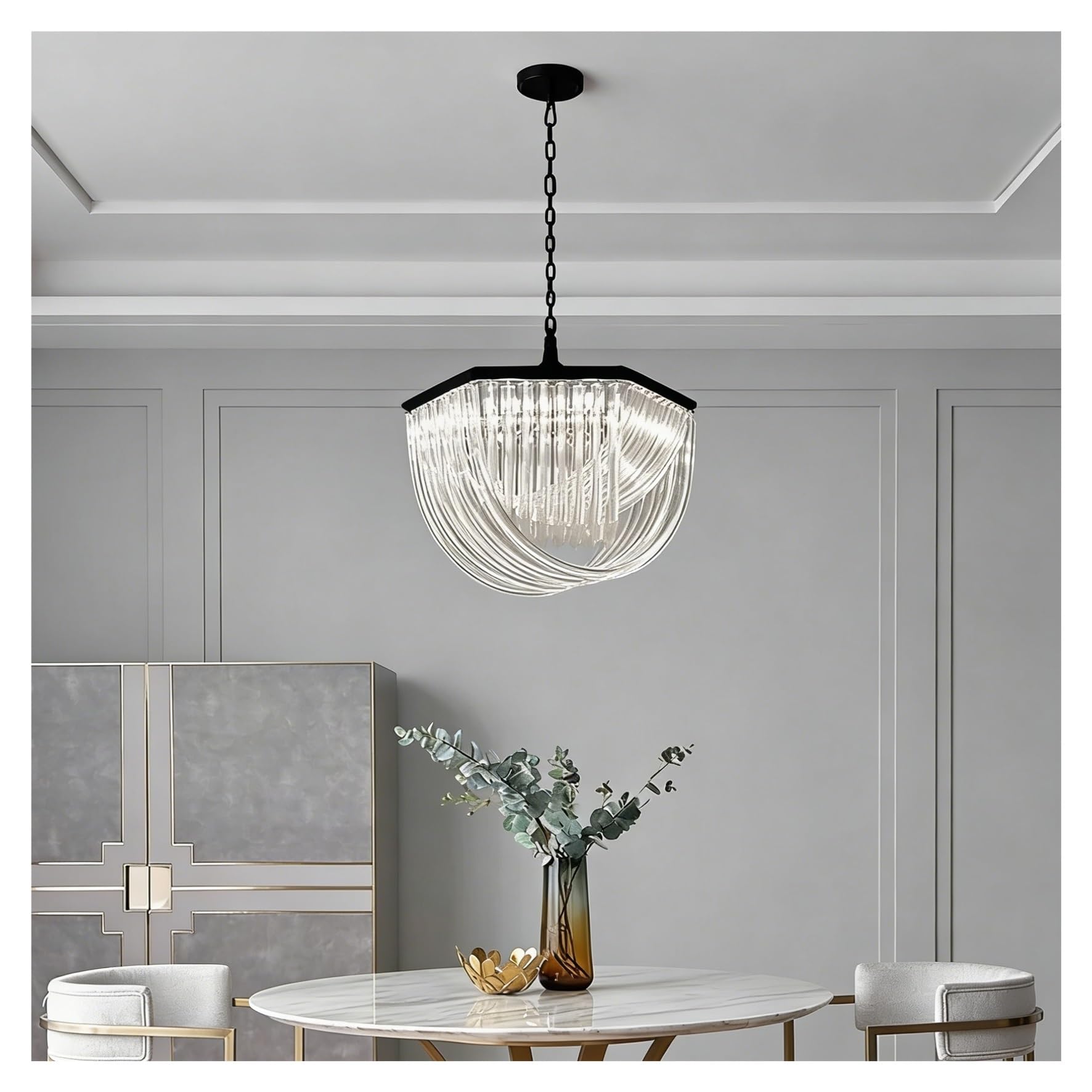 MESOVFCA Luxury Curved Crystal Chandelier for Restaurant Western Restaurant Bar Study,Warm Atmosphere