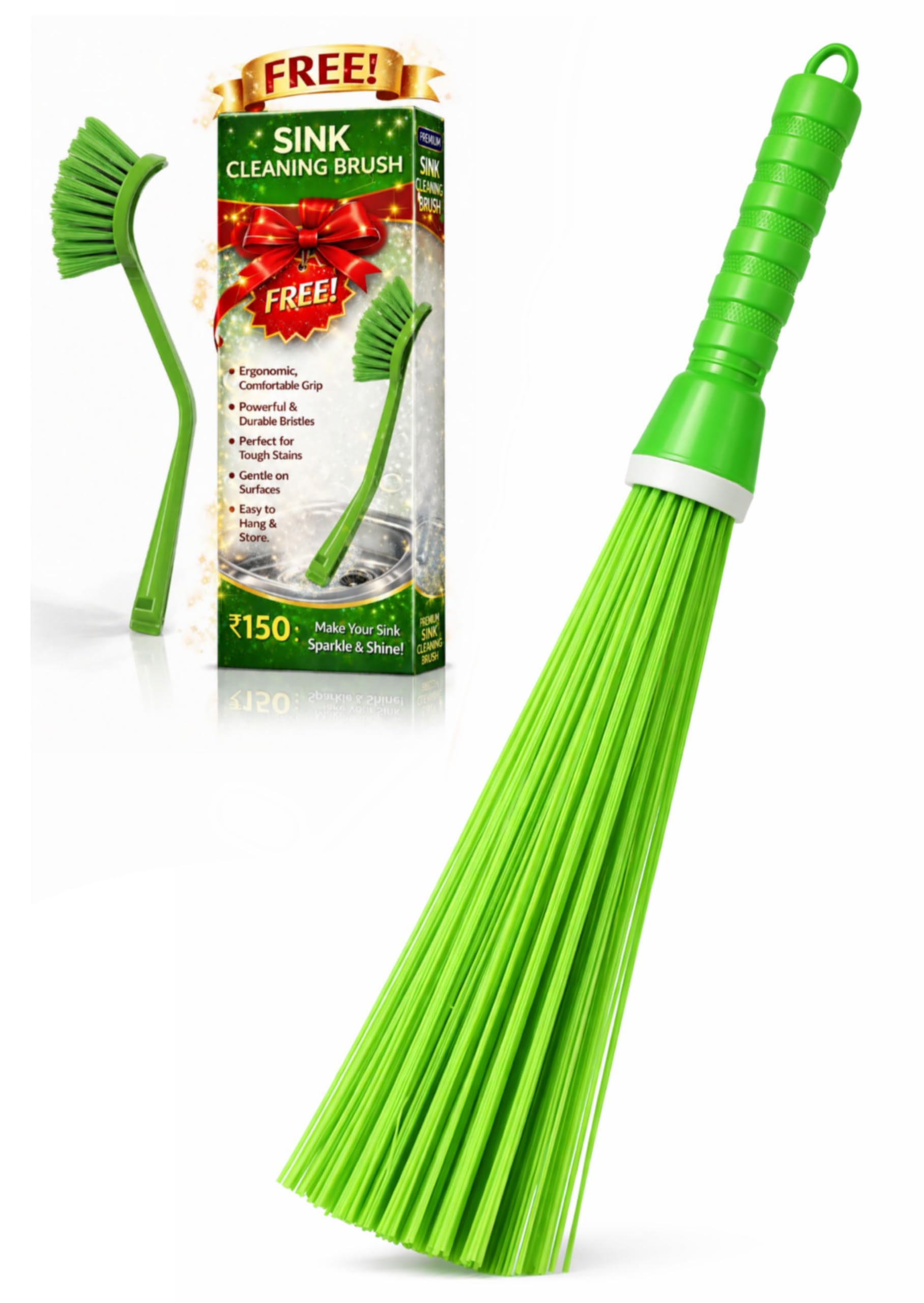 (Pack of 1) Smart Heavy-Duty Bathroom Cleaning Broom (Pack of 2) with Bottle Cleaning Brush | 22 Inch Plastic Kharata, 60 Hard Bristles | 300g Floor & Tile Cleaner for Wet & Dry Use-image-8