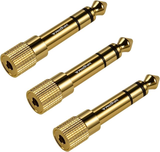 Headphone Adapter,TriLink 3 Pack [Gold-plated Pure Copper ] 3.5mm 1/8 inch Female to 6.35mm 1/4 inch Jack Male Stereo Audio Jack Adapter Plug,Gold