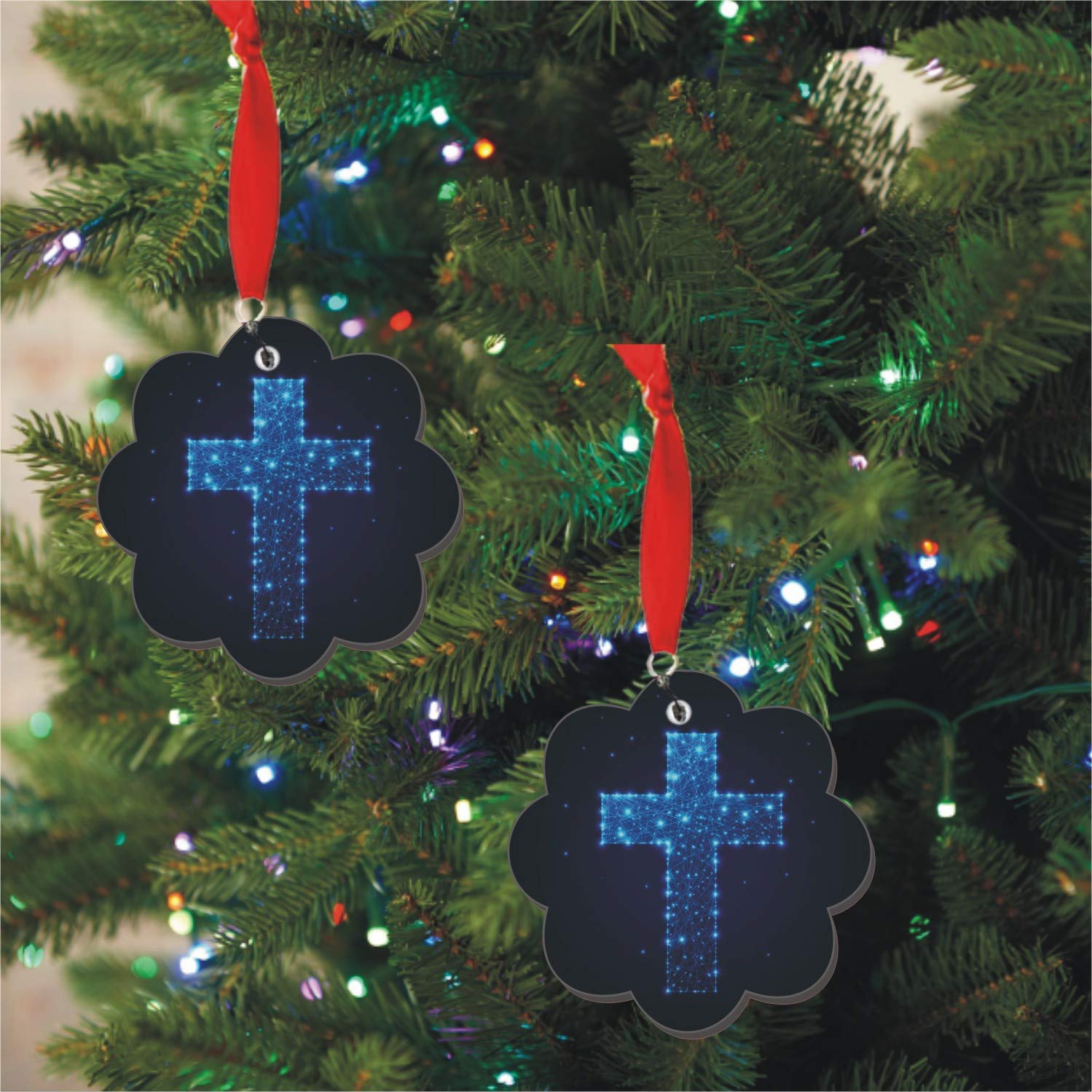 Christmas Decoration for Tree Merry Christmas Newest Theme Creative Gift Tree Ornament Kit Hanging Accessories for Home Indoor Outdoor Decor – 2 Piece, Blue