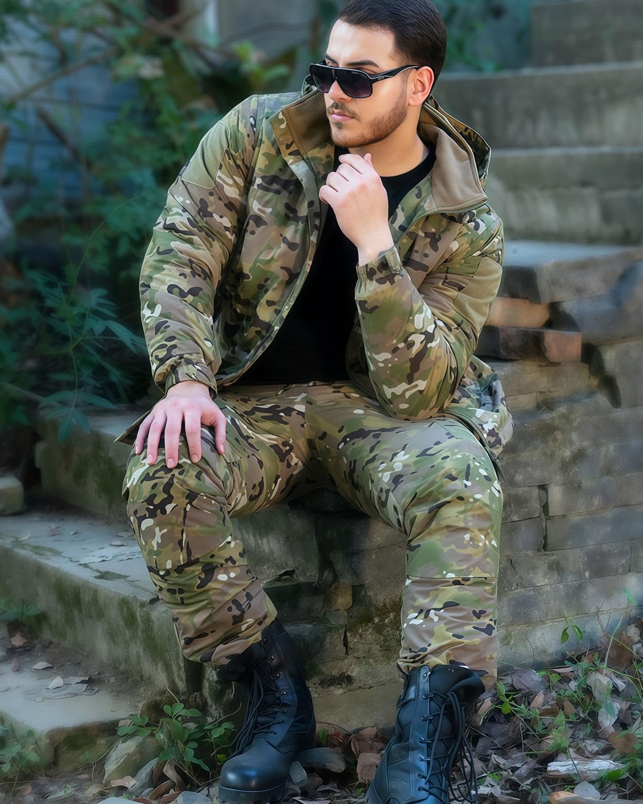 Conjunto Chaqueta y PantalóN TáCtico para Hombre, Uniforme Militar Caza ACU, Traje 2 Piezas con MúLtiples Bolsillos