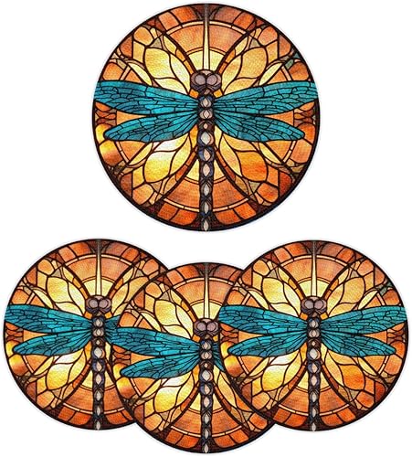 Miniatura 18 de Juego de 6 manteles individuales redondos, manteles individuales tejidos con mandala dorados, antideslizantes, resistentes al calor, lavables,