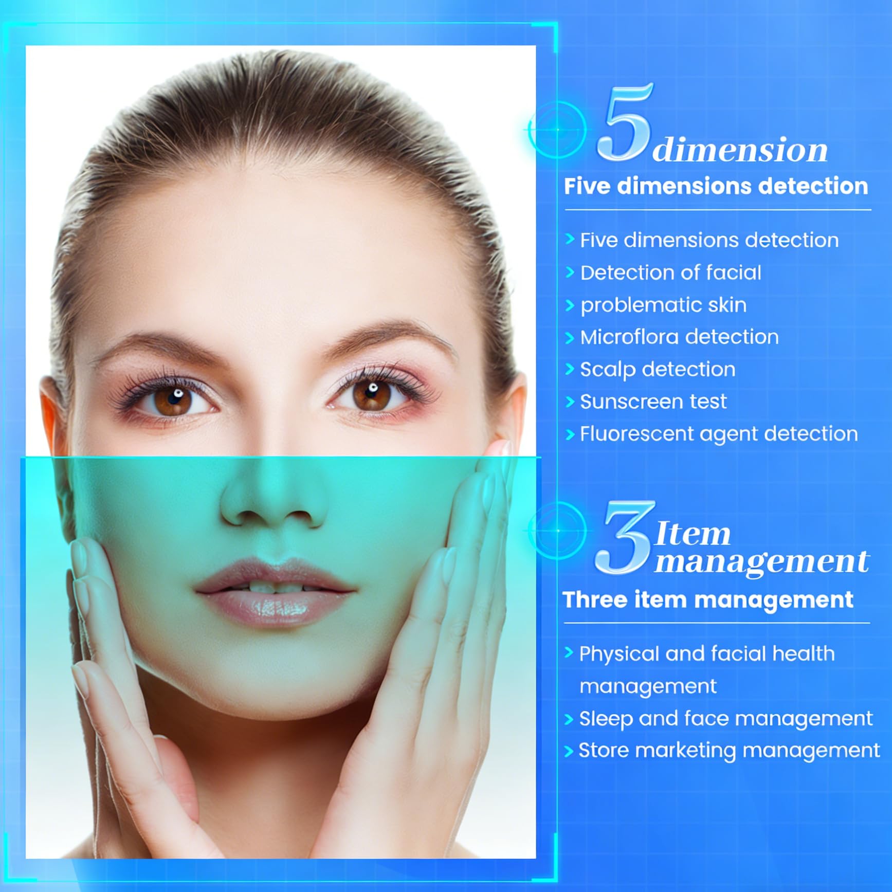 Analizzatore Cutaneo Professionale Scanner Multispettrale 21.5 Pollici per Analisi Acne Pigmentazione Raggi UV Microflora