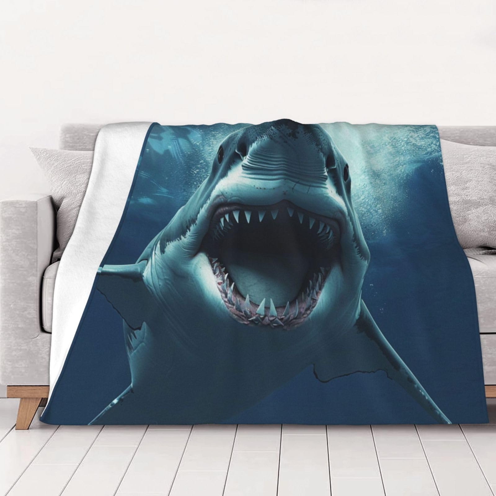 Couverture flanelle animaux sous-marins plaid doux lit canapé 150x125 cm