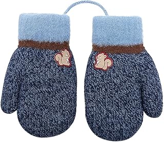 XGOPTS Baby,Clothing,Baby Boys 0-24m,Accessories,Gloves & Mittens XGOPTS Kids Toddlers Knitted Mittens Winter Thermal Gloves with String Thick Fleece Lined Hanging Neck Gloves Full Finger Gloves for Baby Infant Girls Boys Age 1-3