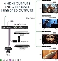 Vista 3 de OREI Matriz extensor HDMI 4K 4x4 profesional - HDBaseT UltraHD 4K @ 60Hz 4:2:0 sobre cable CAT5e/6/7 individual con conmutador HDR y control IR