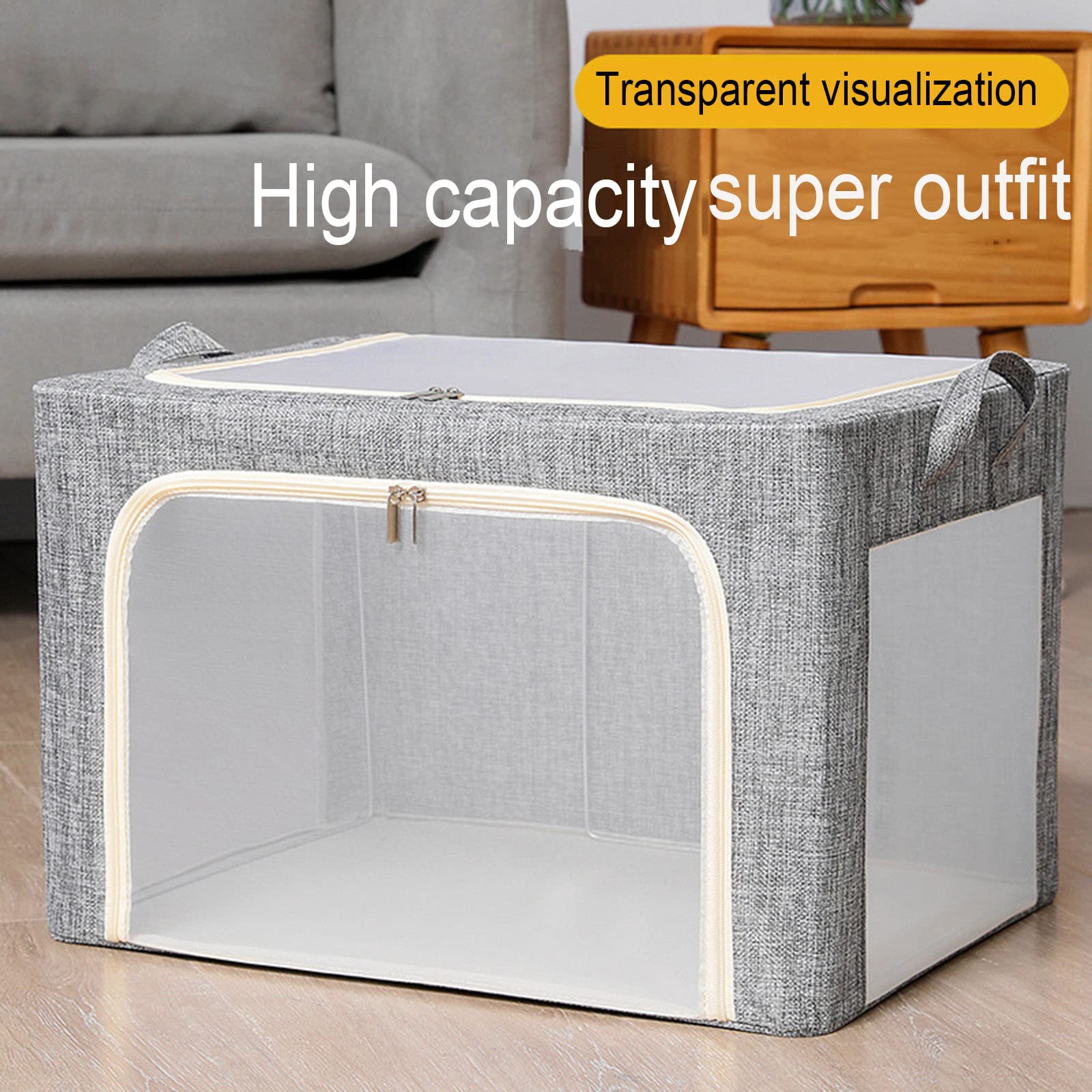 Borse portaoggetti sotto il letto con maniglia rinforzata: design spazioso, con cerniera e finestra trasparente per vestiti, scarpe, coperte, biancheria da letto e piumino