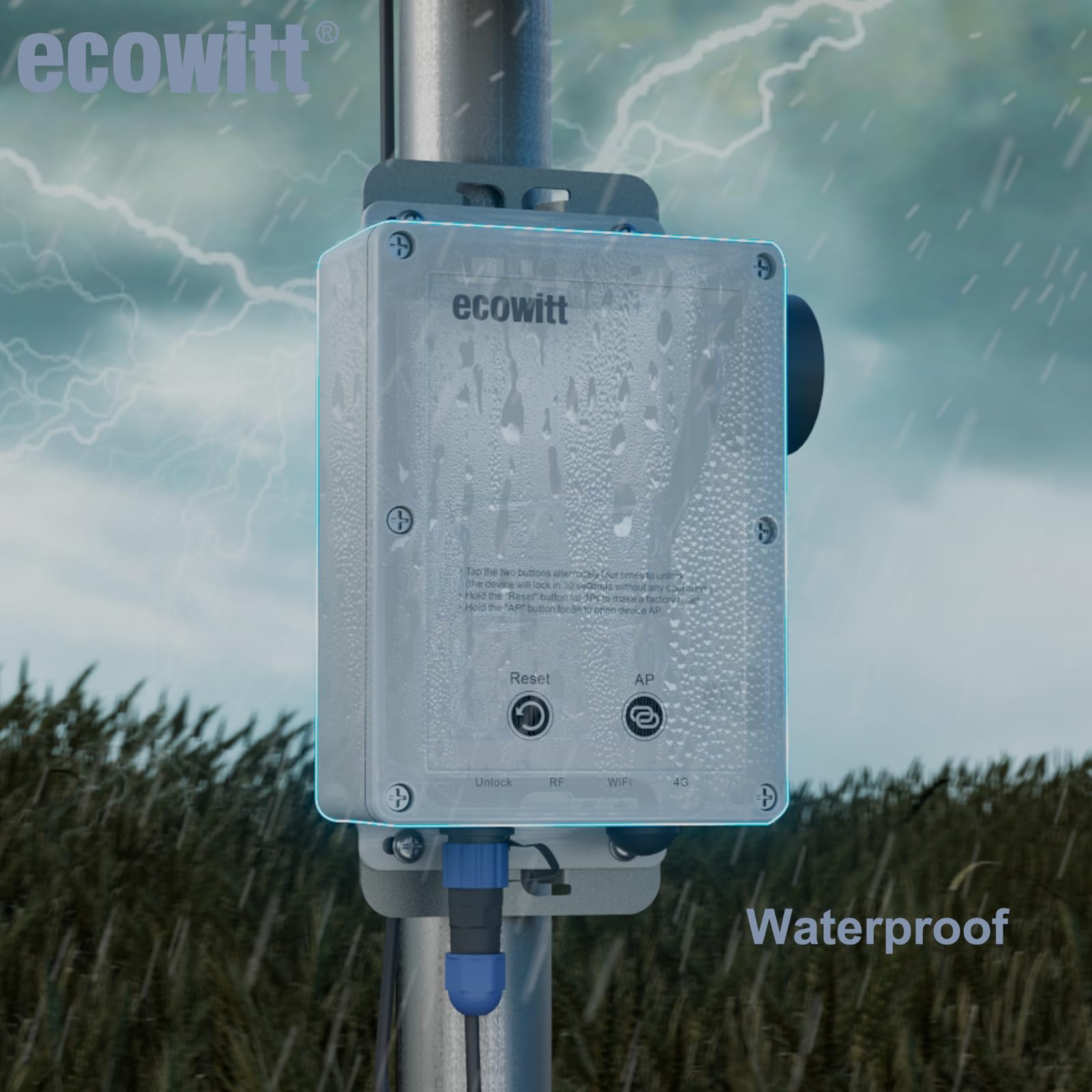 ECOWITT WS6210 Gateway per stazioni meteo, ricevitore mobile della stazione meteo 4G/Wi-Fi per sensori esterni/interni, stazione base IoT per la casa, assistente ecosistemico con pannello solare