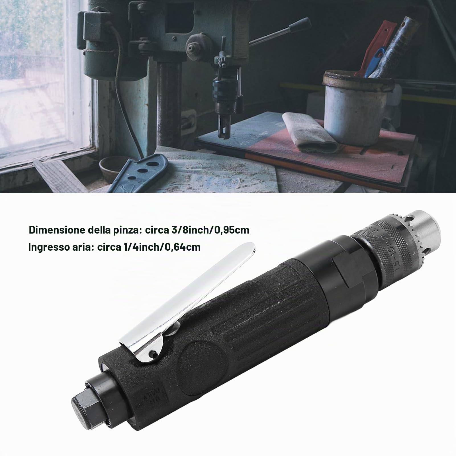 Trapano Pneumatico Per Trapano Ad Aria Compressa Dritto da 3/8 Pollici, 2200 Giri/min Trapano Ad Aria Compressa Per Perforazione Pneumatica Strumento Per Lucidatura Per Incisione Utensile Pneumatico P