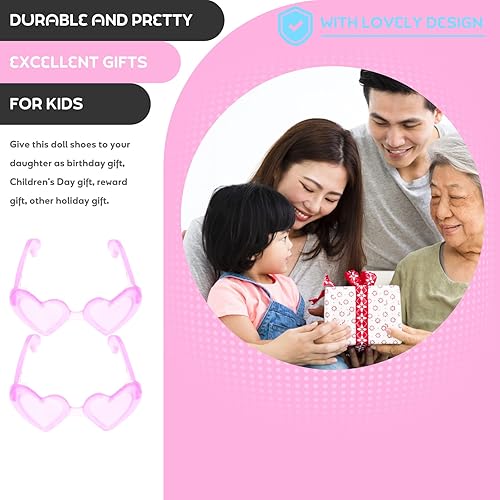 Miniatura 5 de LUOZZY 100 lentes de muñeca en miniatura, anteojos de muñeca en forma de corazón rosa, mini accesorios de disfraz de muñeca para decoración de casa
