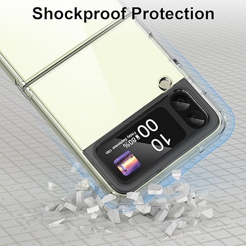 Vista 5 de WATACHE Funda para Galaxy Z Flip 3, funda Z Flip 3, transparente, delgada, transparente, bisagra a prueba de golpes, TPU suave flip3, funda
