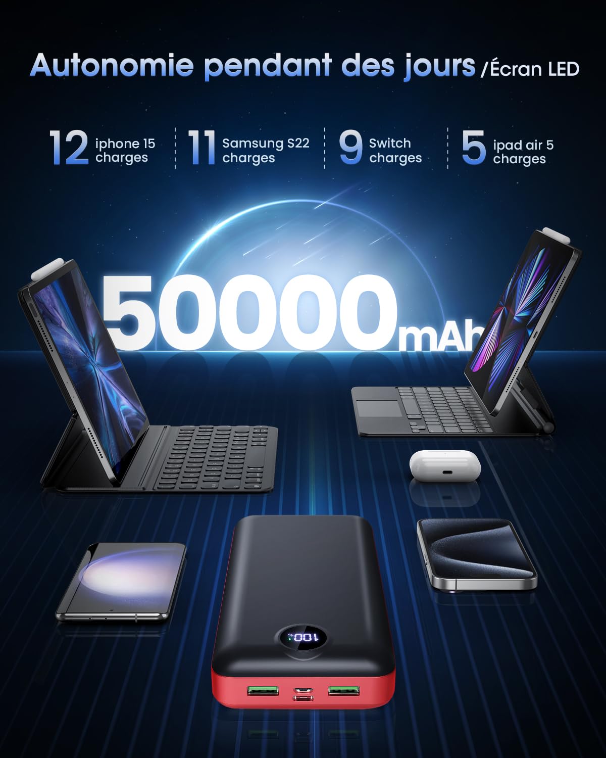 Batterie Externe 50000mAh Charge Rapide 22.5W