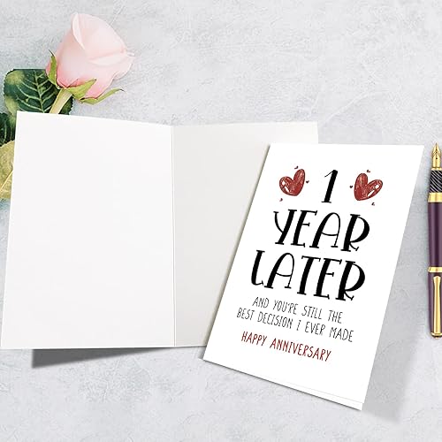 Miniatura 2 de Supoeguk Tarjeta de feliz año para novia, novio, tarjeta de primer aniversario para él y ella, divertida tarjeta de primer aniversario de boda para