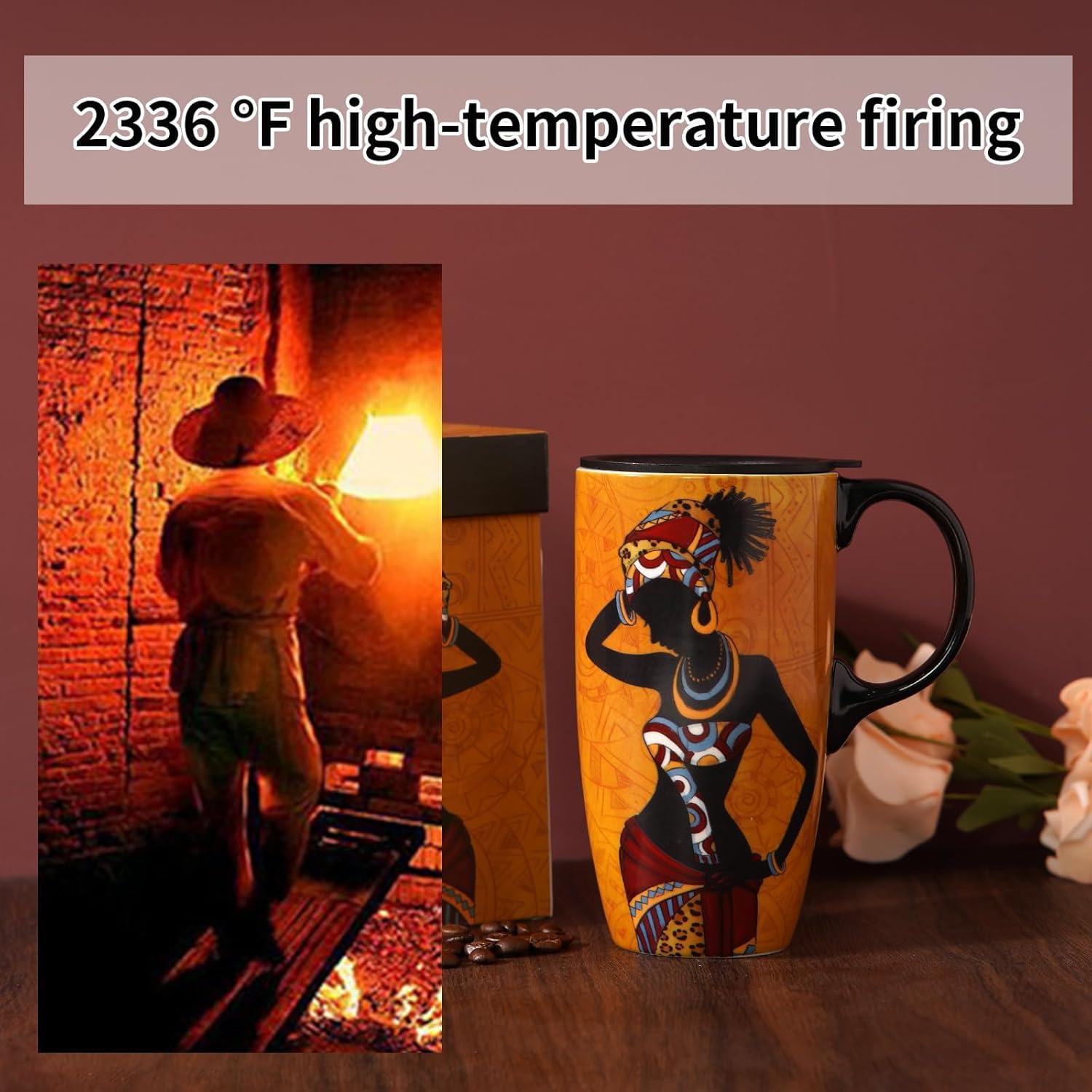 Topadorn Ceramic Mug Coffee Cup with Spill-Proof Lid Latte Mug for Home and Office with Gift Box,Girl - Image 7