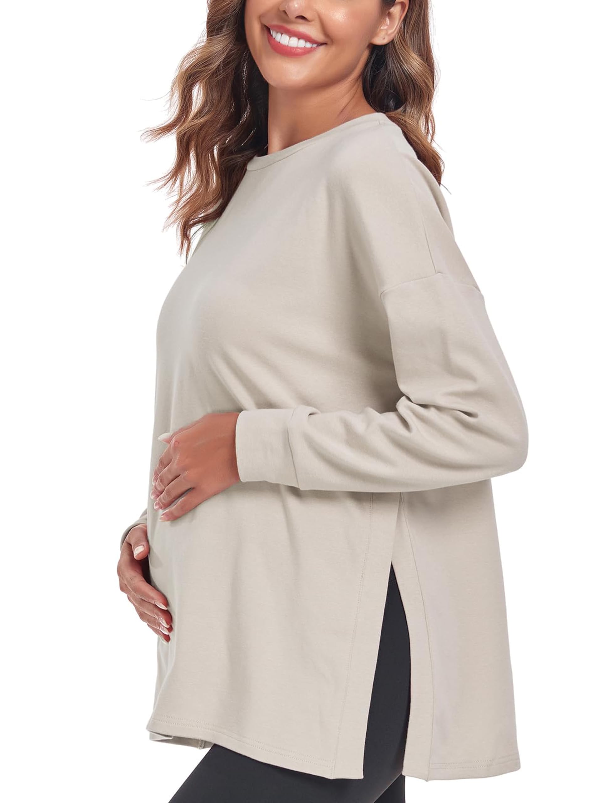 Camiseta de maternidad de manga larga para mujer