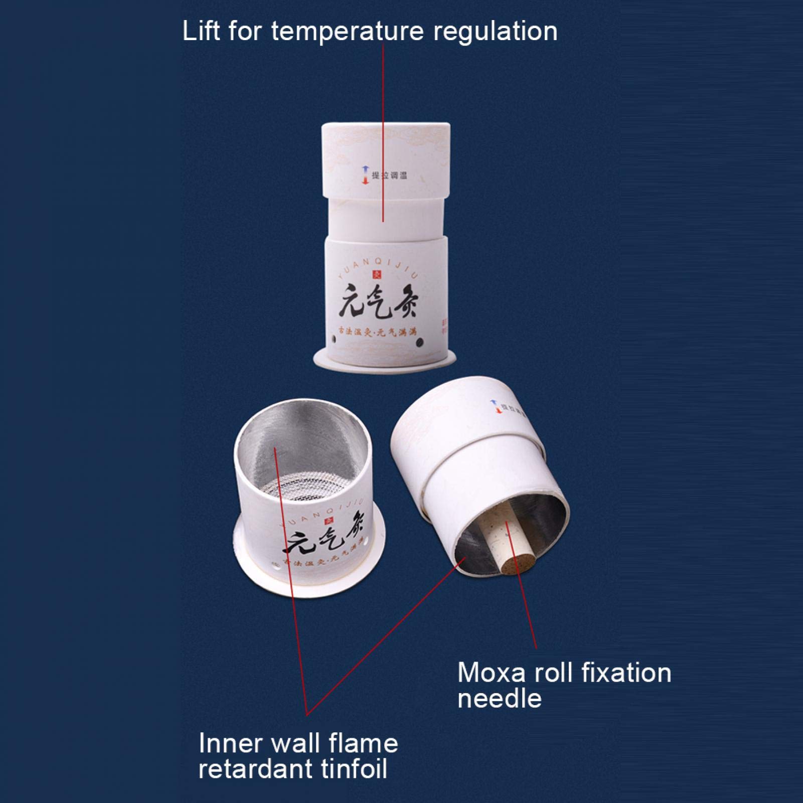 4pcs Smokeless Moxibustion Box Moxa Sticks Moxa Tube Acupuncture Massage Moxibustion Roll Gentle Moxibustion Heating Box Tool