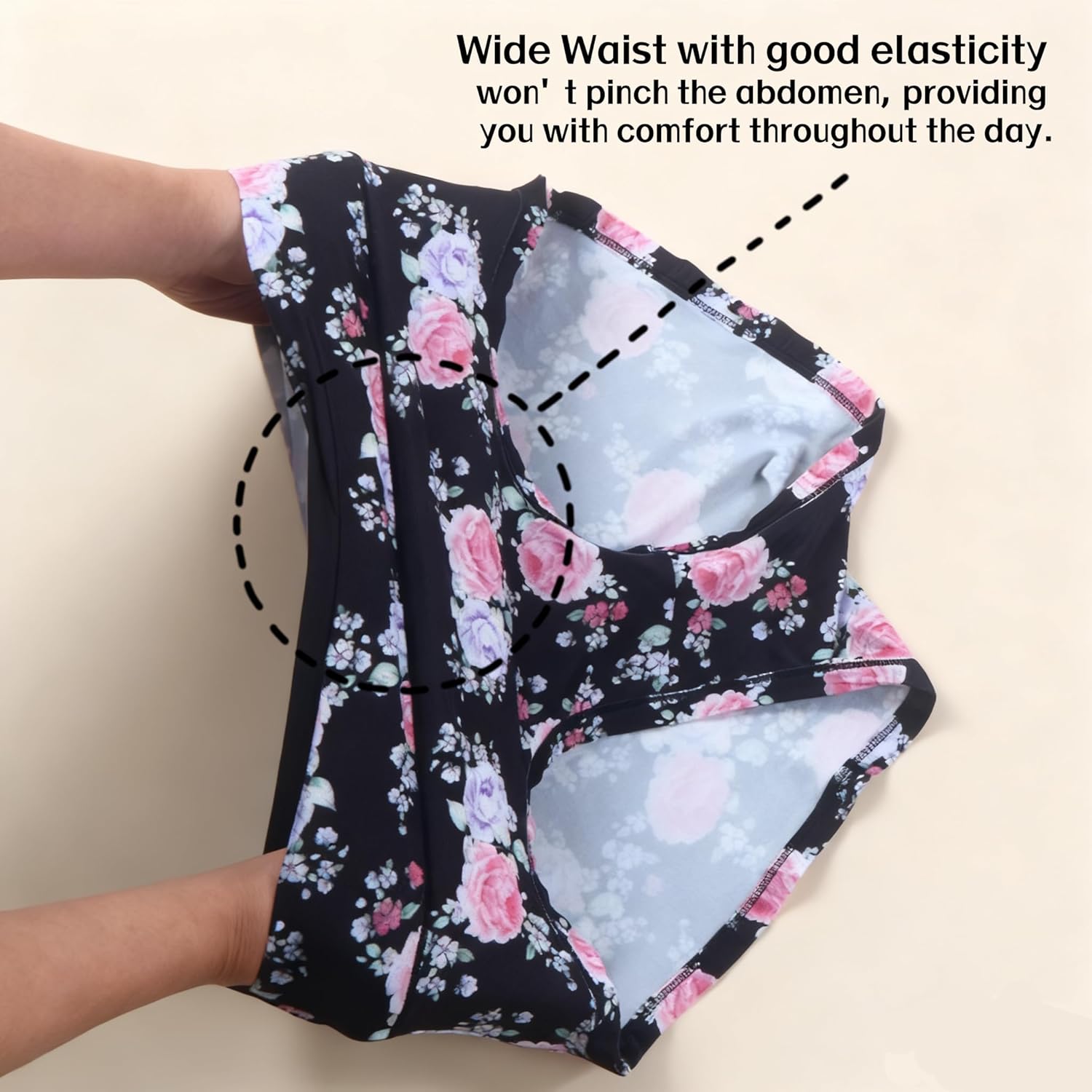 Womens Underwear Plus Size XL-5XL Mid Waist High Panties Ladies Briefs Floral Print Panty 5 Pack Undies - Image 5