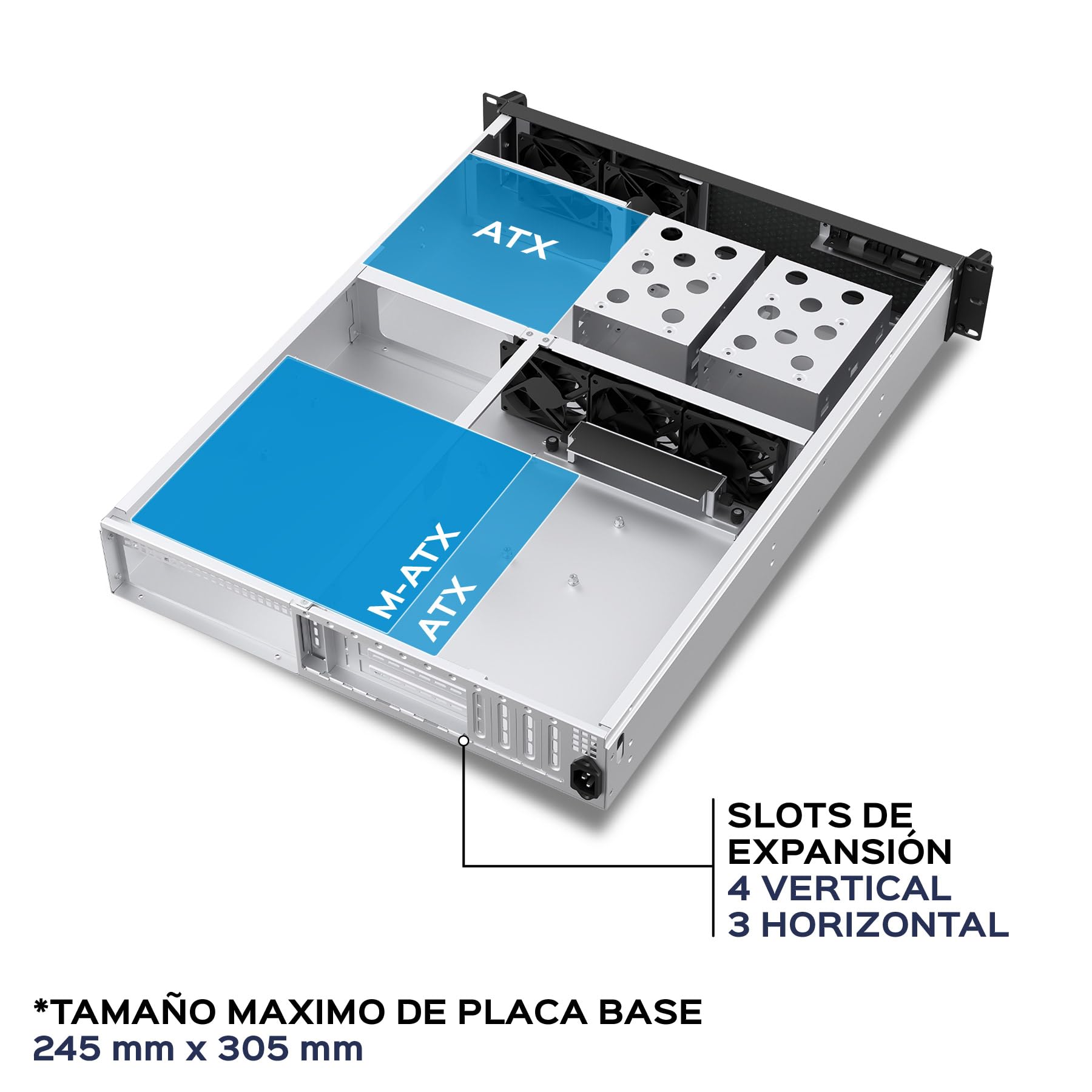 Scatola Rack 19" 2U 600mm ATX Unykach UK2130 - Chassis Server Professionale, 6 alloggiamenti (4 x 3,5 + 2 x 2,5), USB-C 3.2, 5 ventole PWM incluse, compatibile GPU High Range