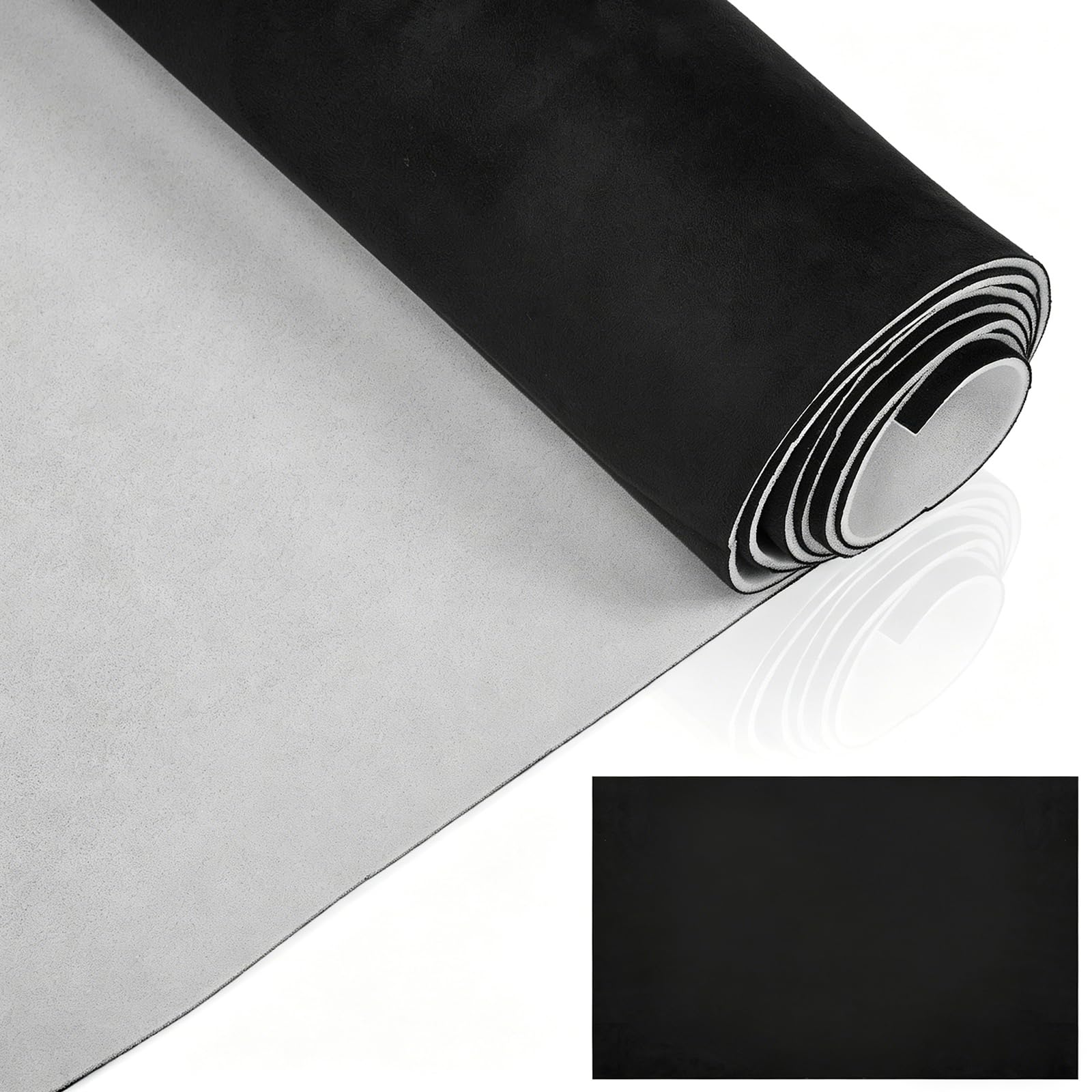 Dachhimmel Stoff Wildleder 244x152cm, 4mm Verdickter Autohimmelstoff mit Schaumrückseite, Schalldämmend Kratzfest Wildlederoptik Stoff für Auto Wohnmobil Boot Innenrenovierung, Schwarz