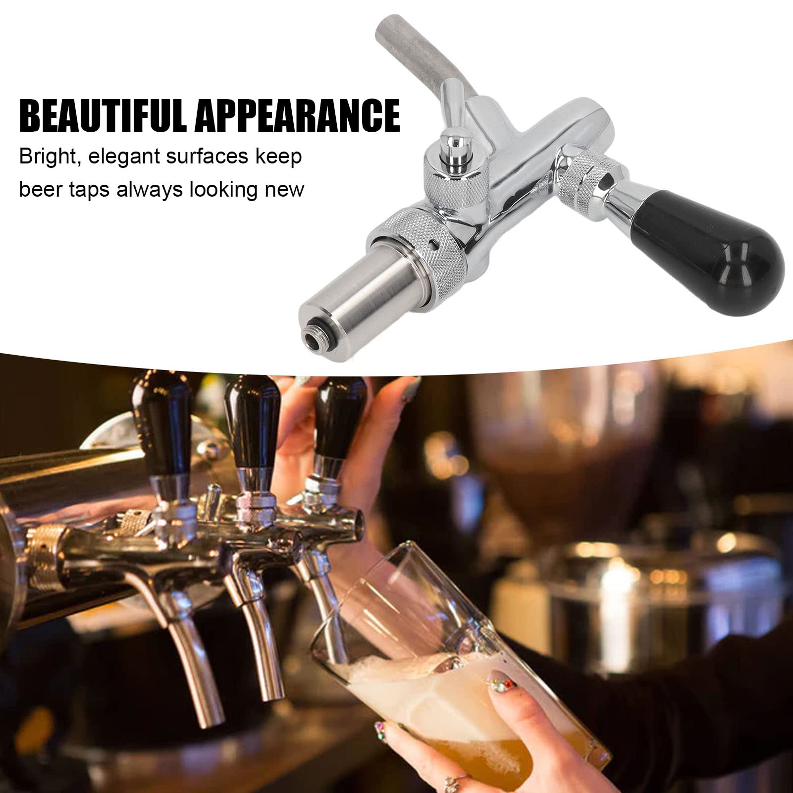 Grifo de cerveza de acero inoxidable, minigrifo ajustable de acero inoxidable, grifo dispensador de cerveza con junta y manguera de silicona, grifo dispensador de cerveza Kegerator, repuestos para K