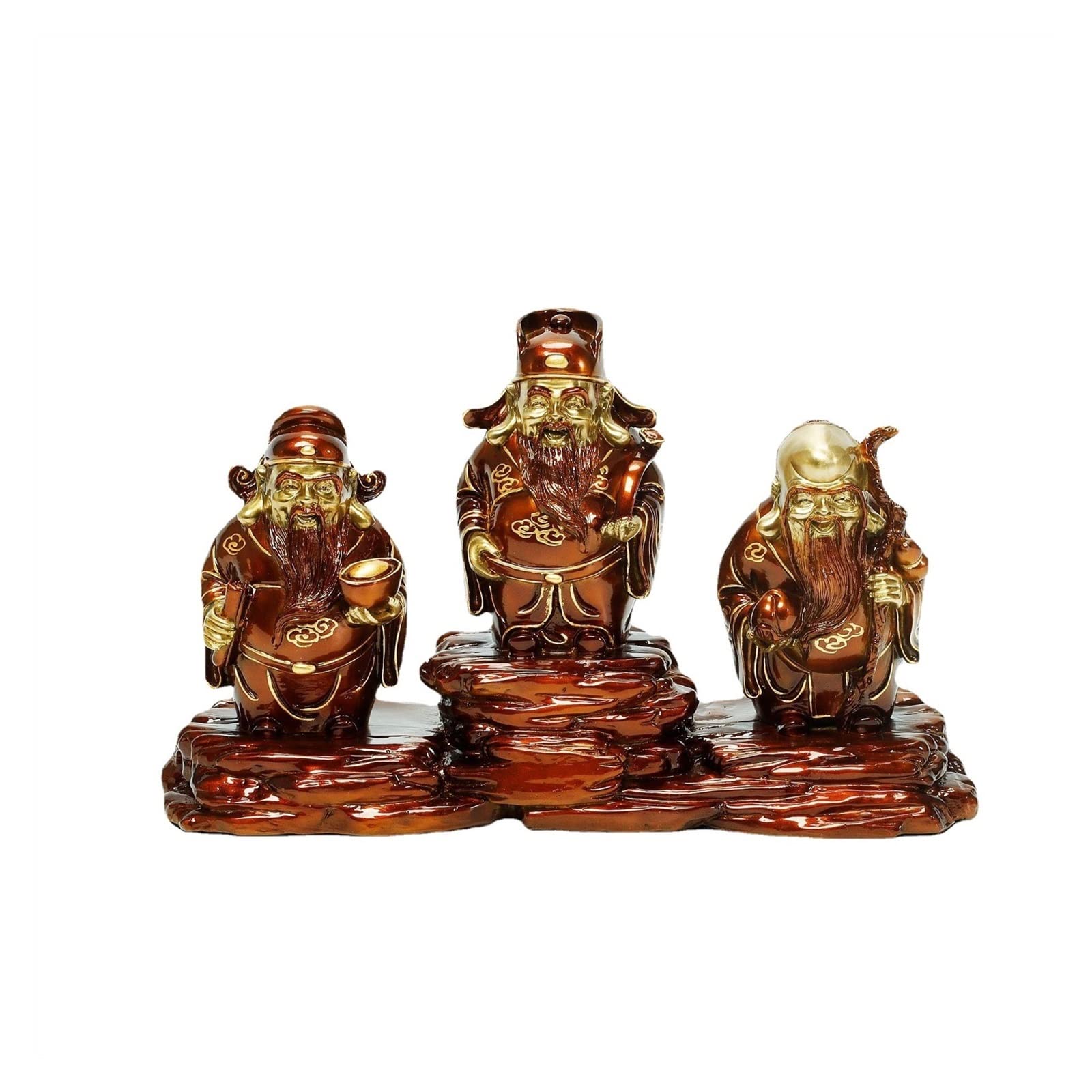 ZZlei2yu-12 Home Decor Ornament Fuzhou Shouluo Three Stars Bronze Sculpture Living Room Home Entrance Office Ornaments Crafts Decorations Colorful Ornament