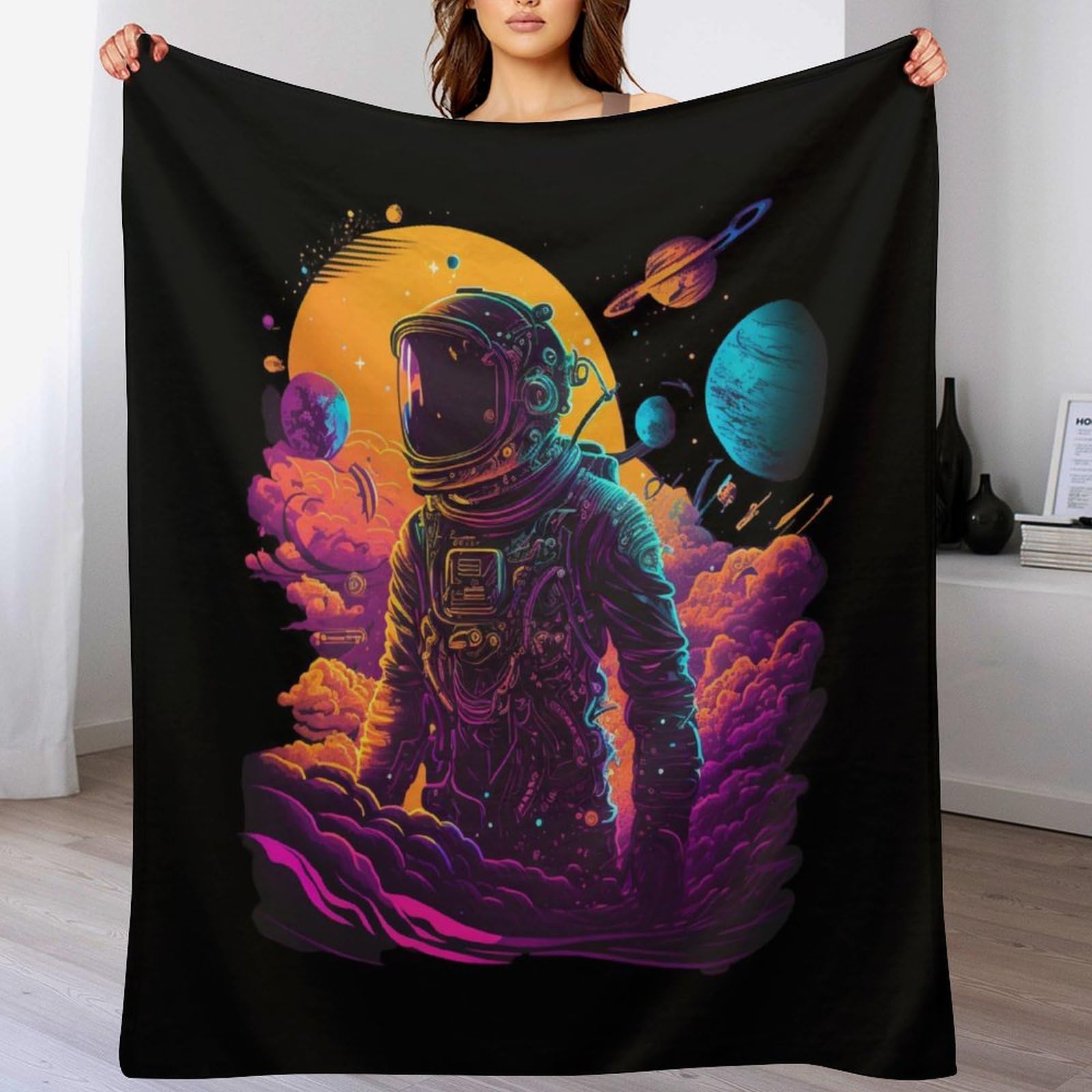 Couverture astronaute en flanelle 180x200 cm plaid chaud canapé