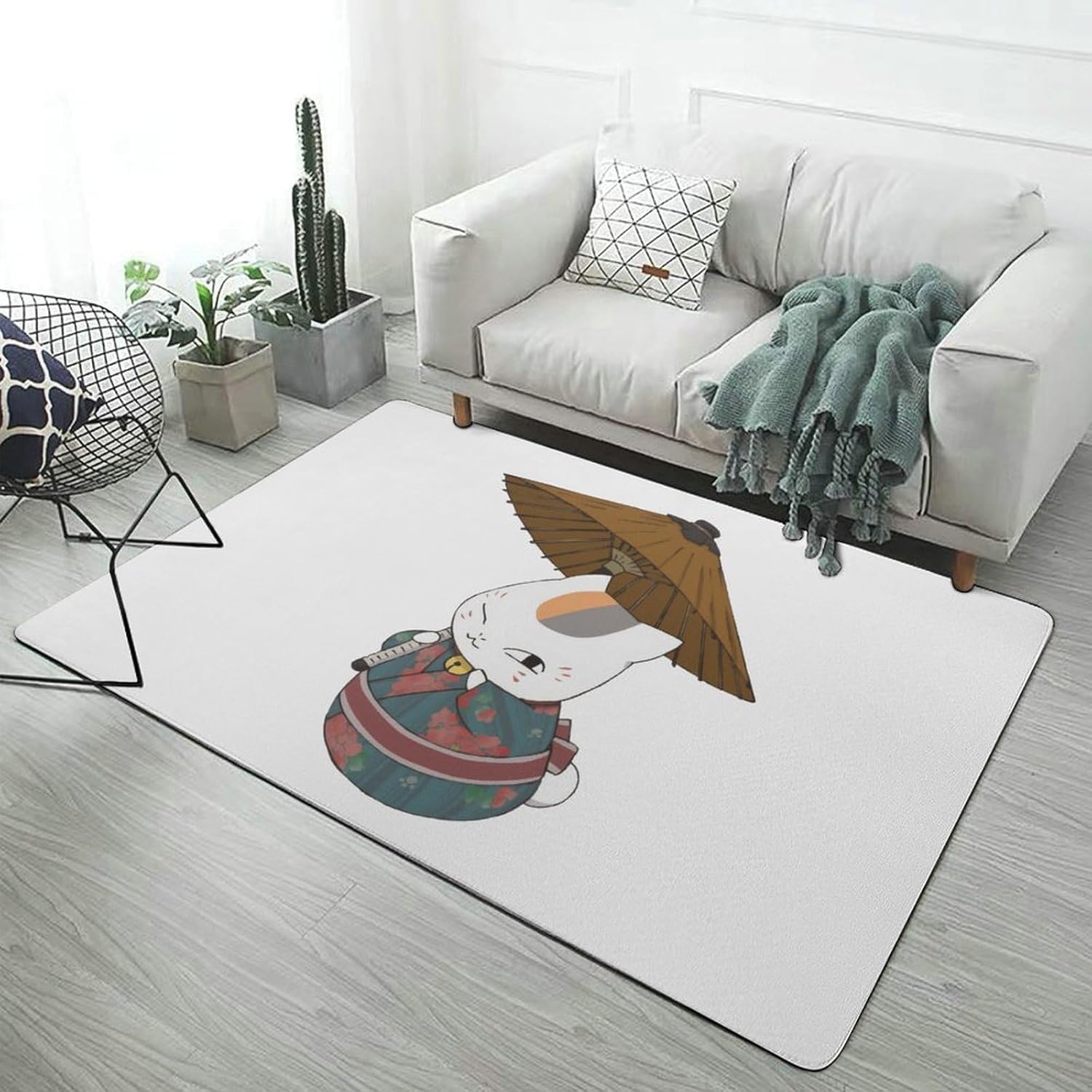 カーペット 夏目友人帳 ニャンコ先生 猫 じゅうたん 絨毯 150cm&times;100cm ラグ リビングマット おしゃれ 滑り止め付き オ