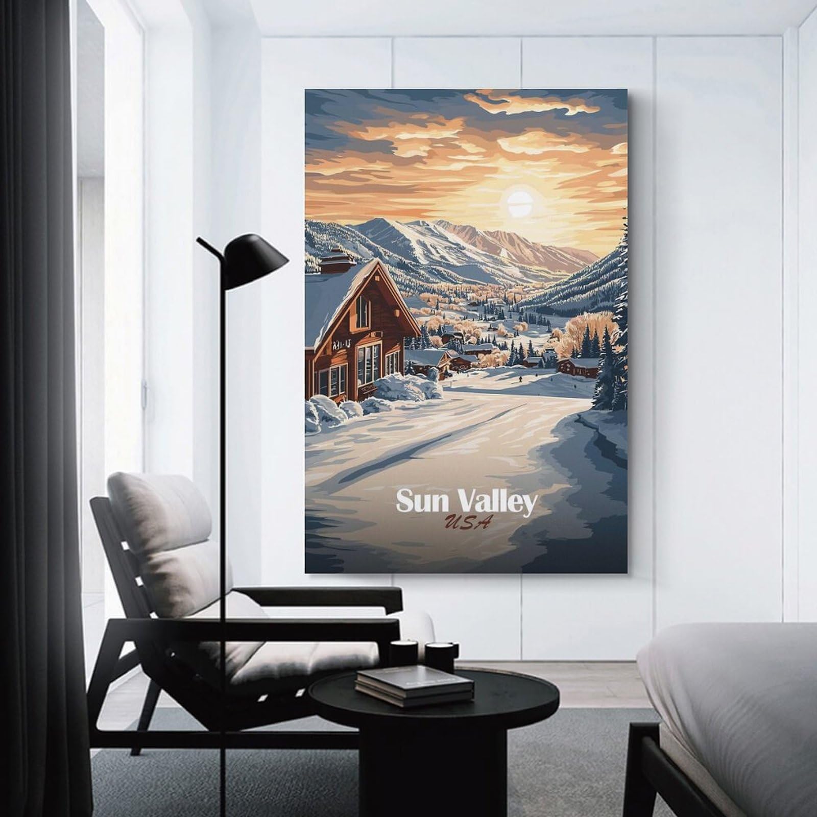 Junmoney Sun Valley Sunset Decorative Wall Artwork 12x18inch(30x45cm), for Living Room, Bedroom, Office Or Hallway, Decorative Artwork with Broad Appeal
