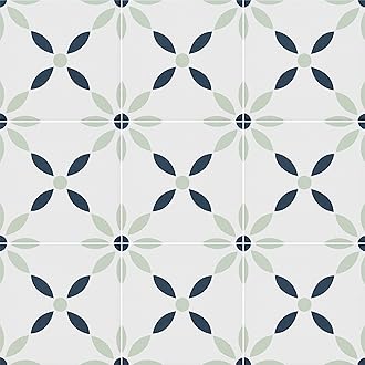 Greta 8 in. x 8 in. Encaustic Matte Porcelain Floor and Wall Tile - White, Blue, Gray - 82 Pieces