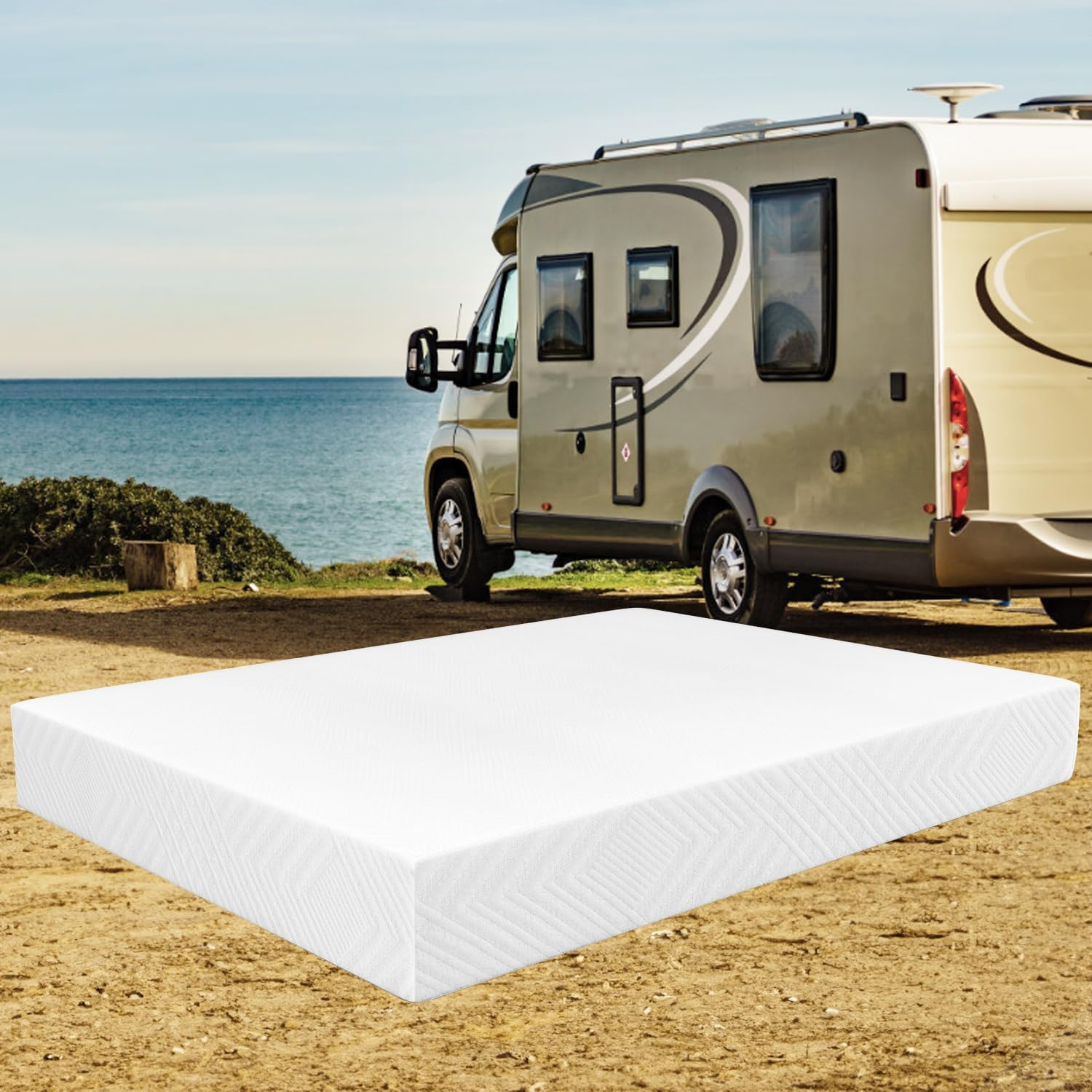 IULULU RV Mattress Short Queen, 10 Inch Camper Memory Foam