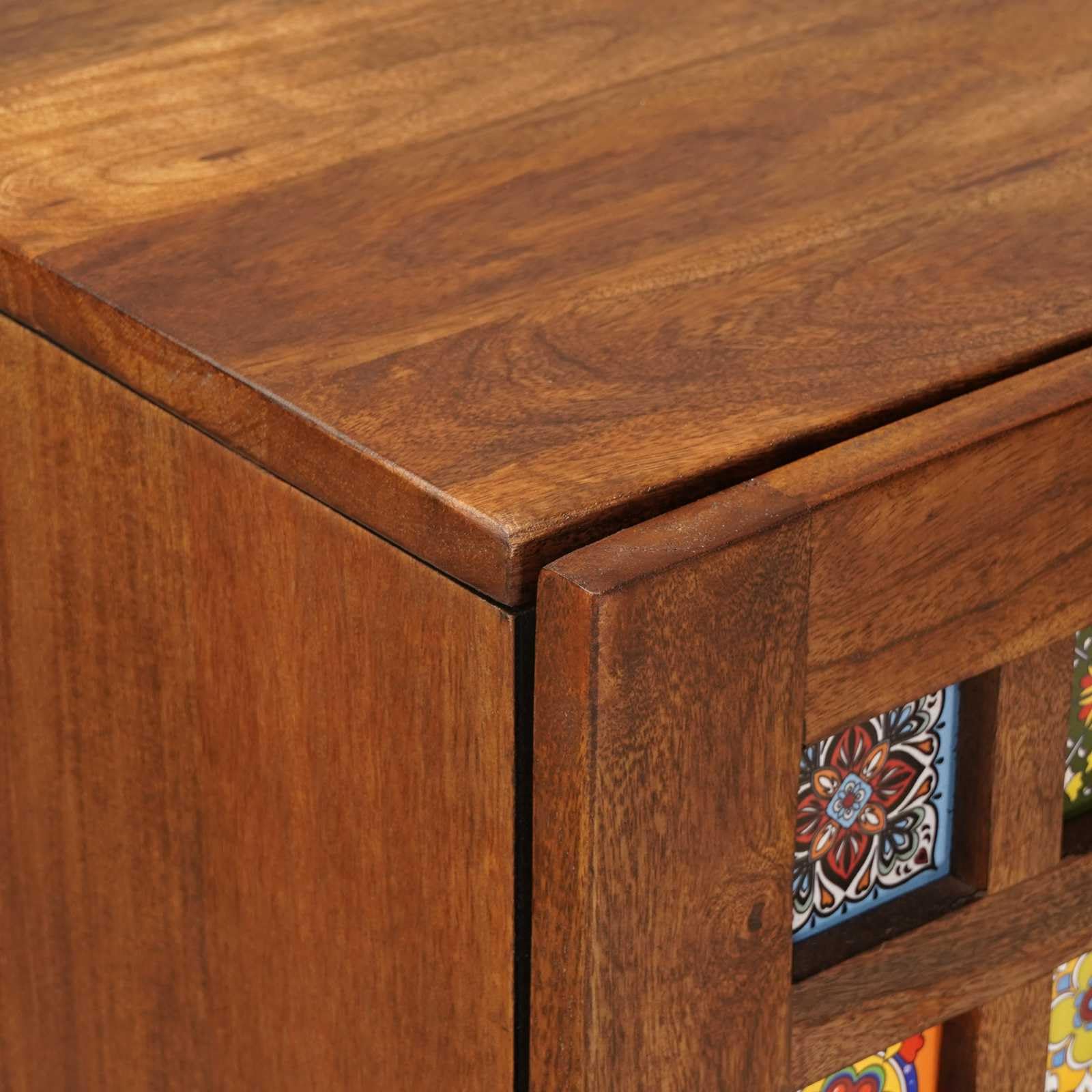 vidaXL Haut Armoire Noyer 40 x 33 x 110 cm Bois de Mangue Massif, Buffet Moderne élégant, Rangement Pratique pour Une Salle à Manger stylée, Un Espace Bien organisé