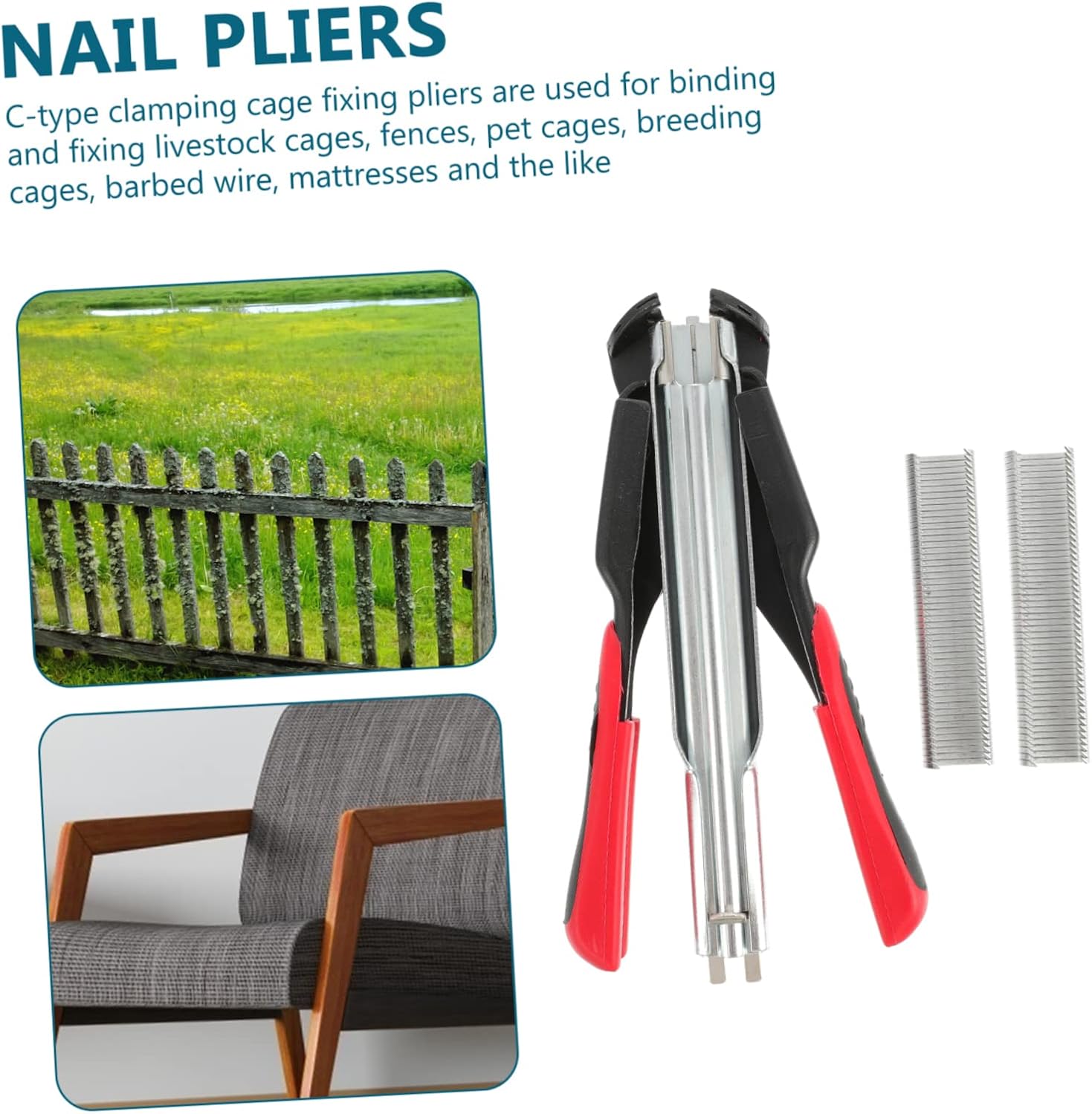 Vaguelly Manual Nail Pliers for Ring Fencing Heavy Duty Wire Cage Mesh Cage Wire Fencing -clips Included