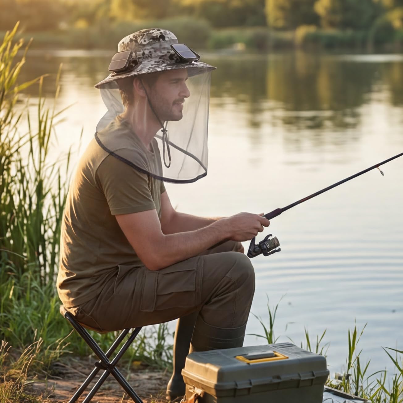 Cappello con ventole doppie per protezione da pesca, mani rinfrescanti, zanzare, campeggio, escursionismo