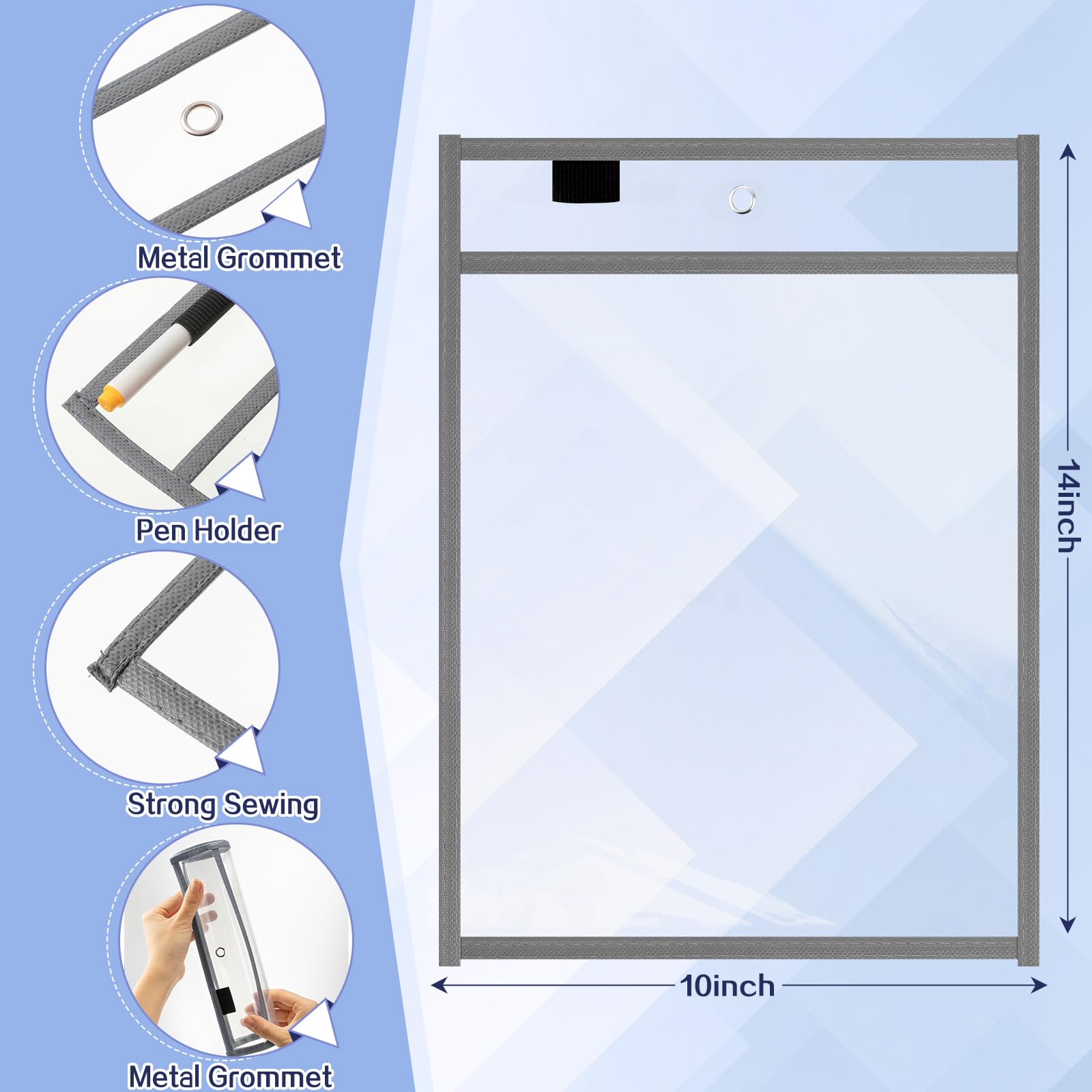 Seajan 120 fundas de plástico transparentes de borrado en seco para papel de 14 x 10 pulgadas, soporte reutilizable para documentos, soportes para boletos, organizador de bolsillo de borrado en seco