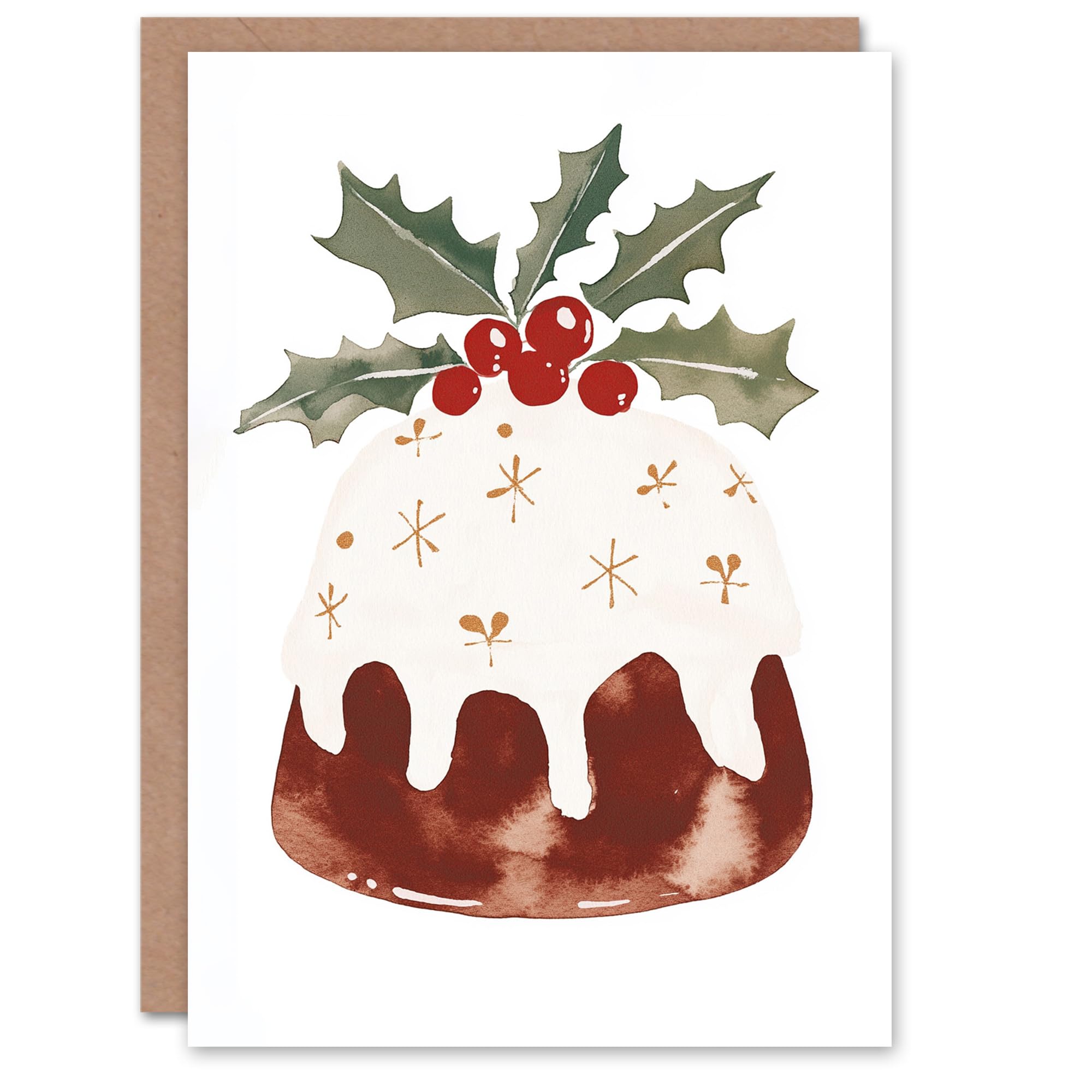 Wee Blue Coo Cake Holly Leaf Icing Bright Festive Fun Pudding Xmas For Mum Christmas Card