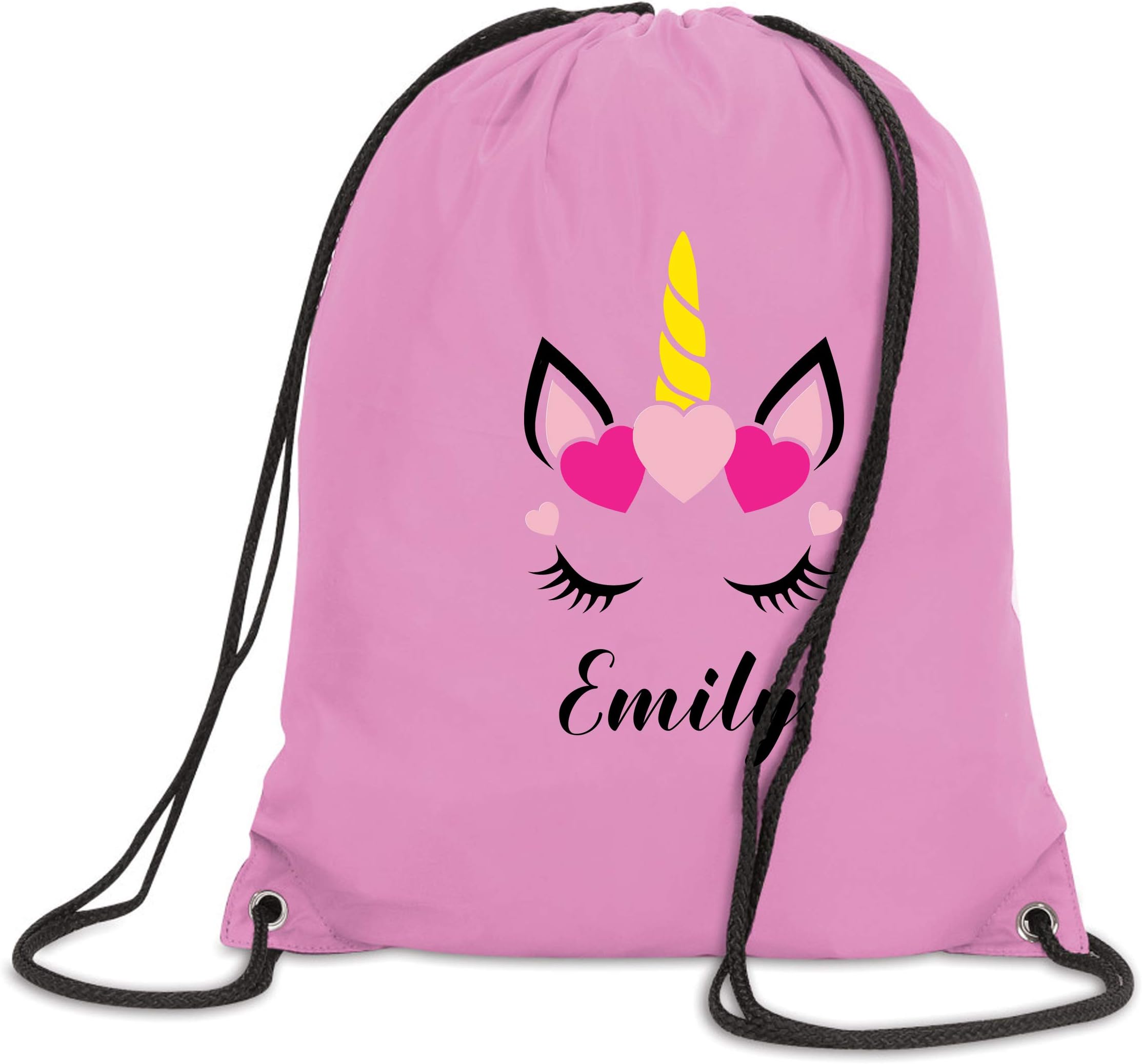 SaveThePeople Custom Name Personalised Unicorn Drawstring School PE Bag Childrens Gym Sack Backpack Tote Dancing Bag Ballet Cute Glitter Pink Silver Party Kids Bags