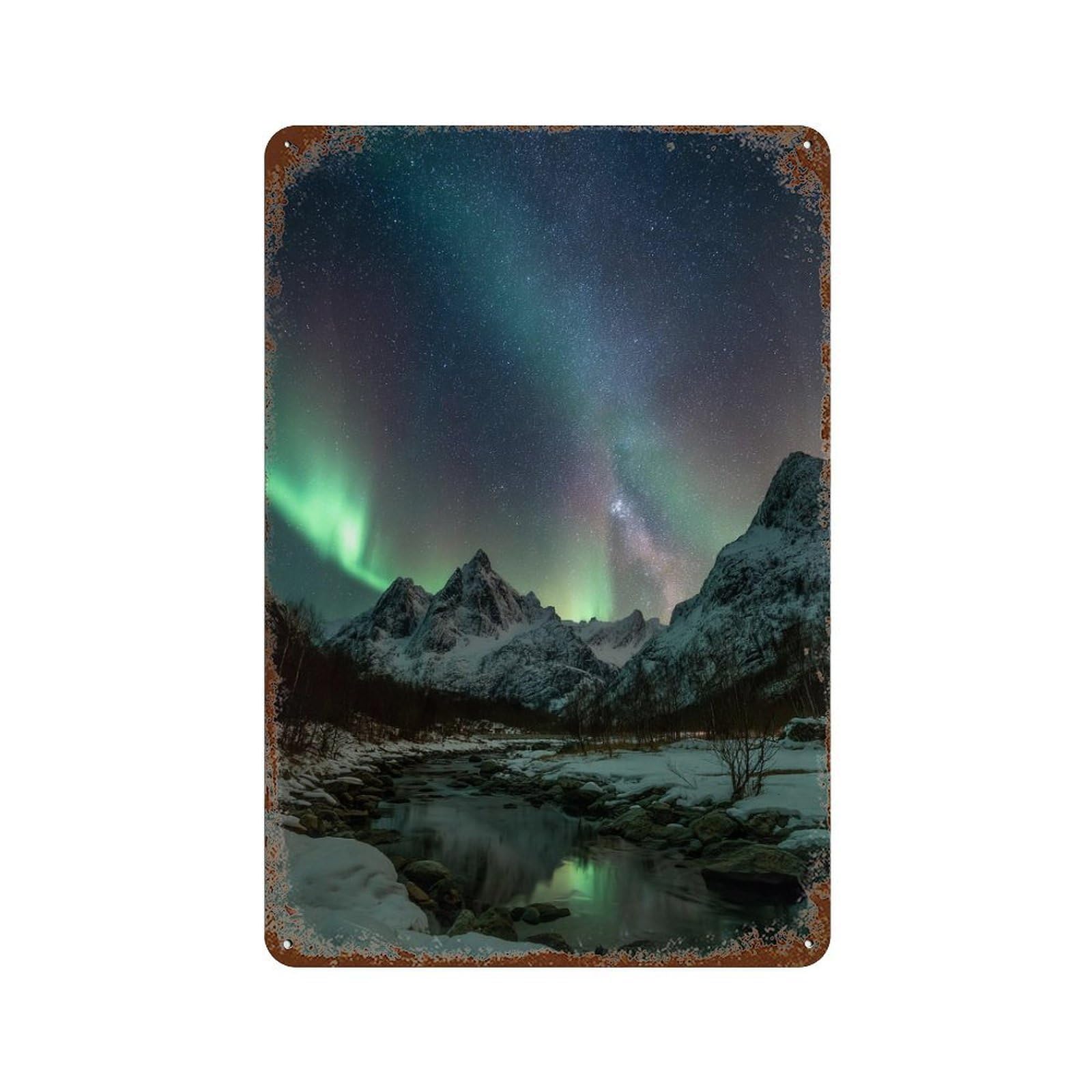 Aurora Borealis Reflections-17 Vintage Metal Tin Sign 11.8"x7.9", Ideal for Living Room, Hallway And Home Decor