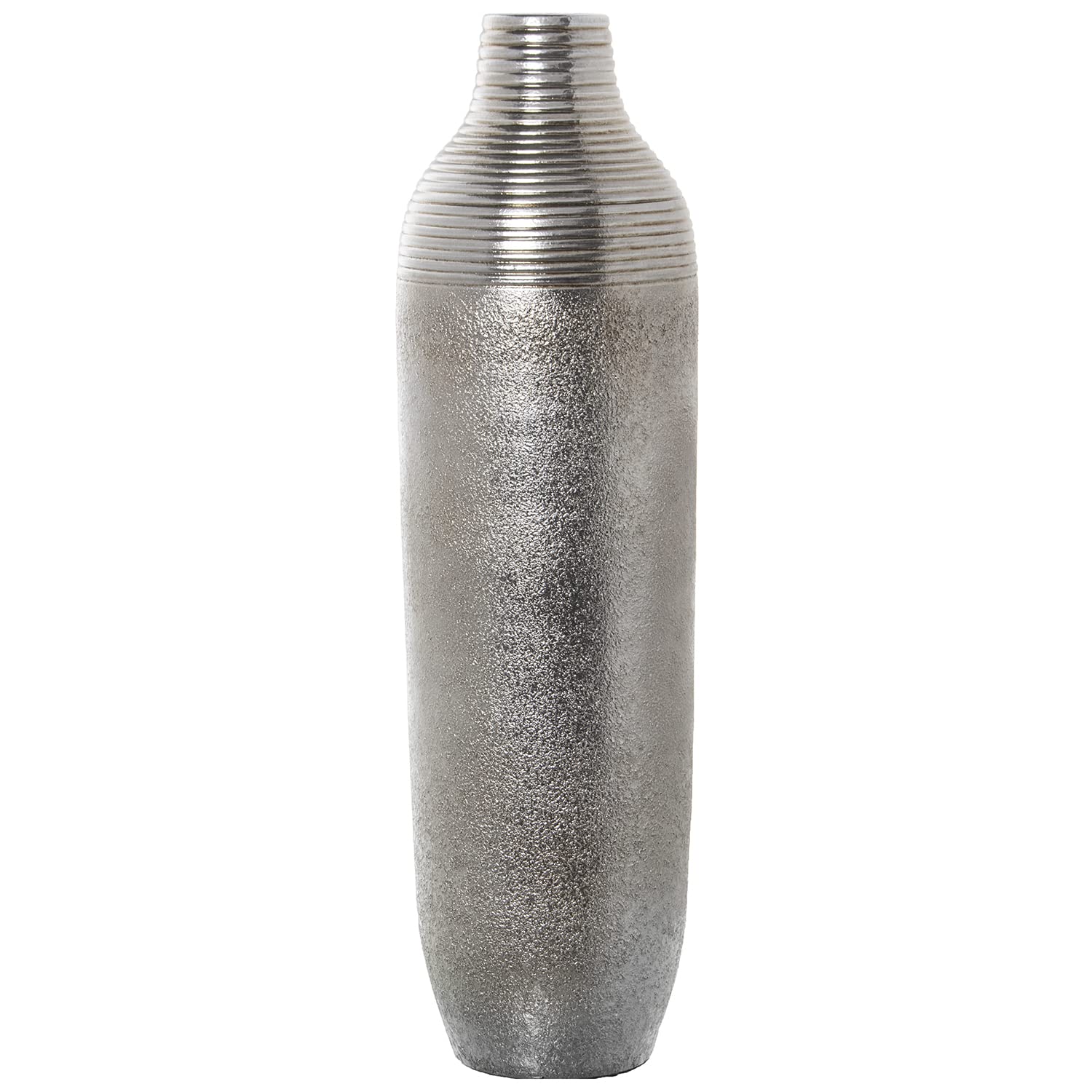 Vase céramique argenté 81cm pour meubler un angle de salon vide