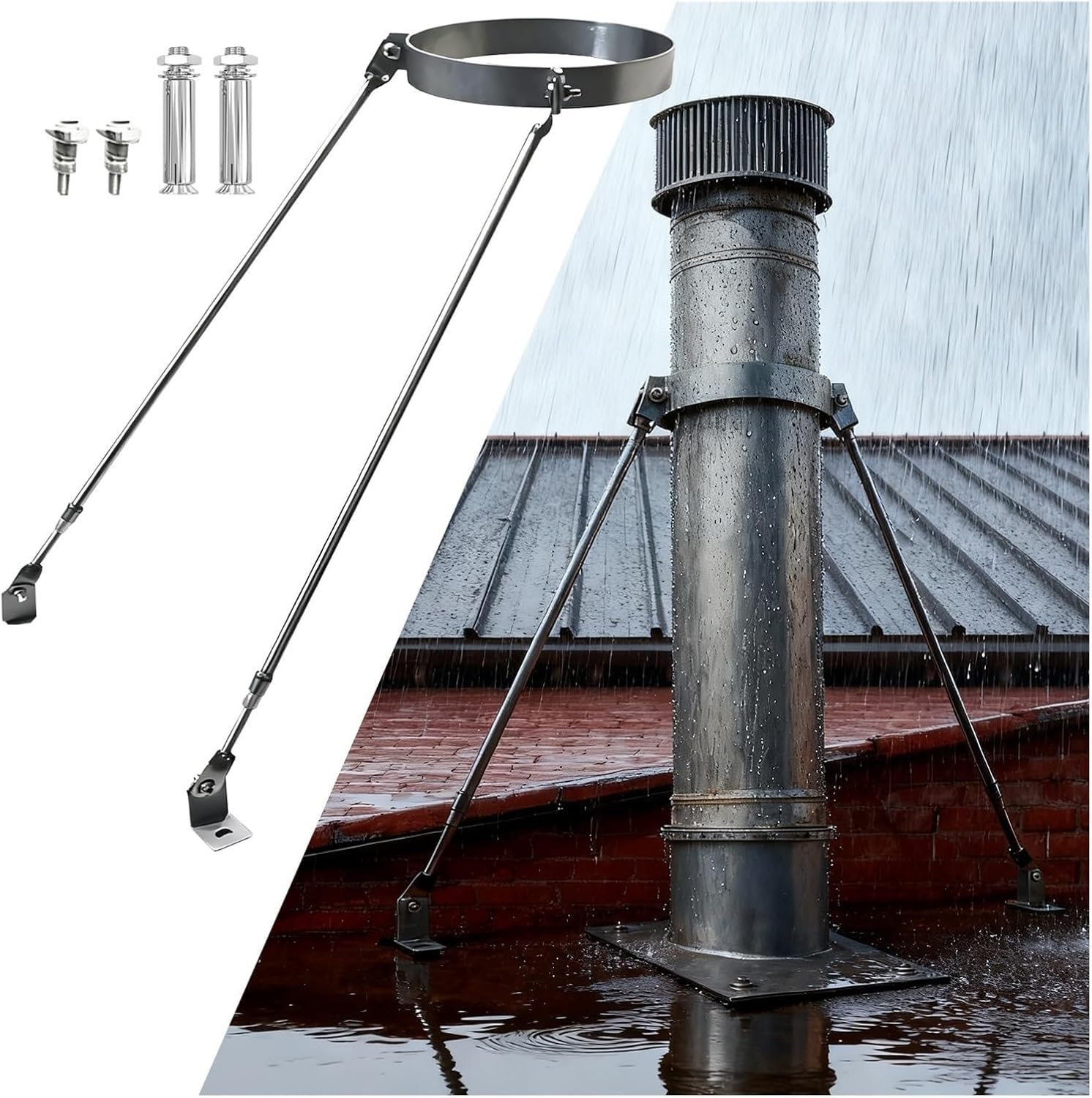 Abrazadera de Tubos de Estufa 25 23 20 18 15 12 10 8 cm Kit de Soporte de fijación de Tubos de Horno/fluos para Sala de calderas/Garaje(Hoop Dia-13cm(5 1/10"))