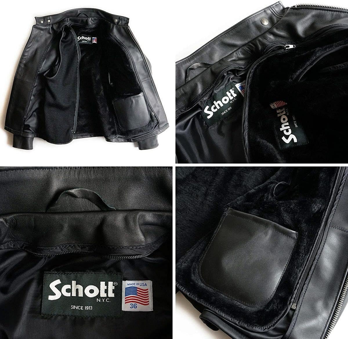 美品】Schott シングルライダース641E ブラックレザー 40 Schott N.Y.C（ショット） SCHOTT 641 スタンドカラー