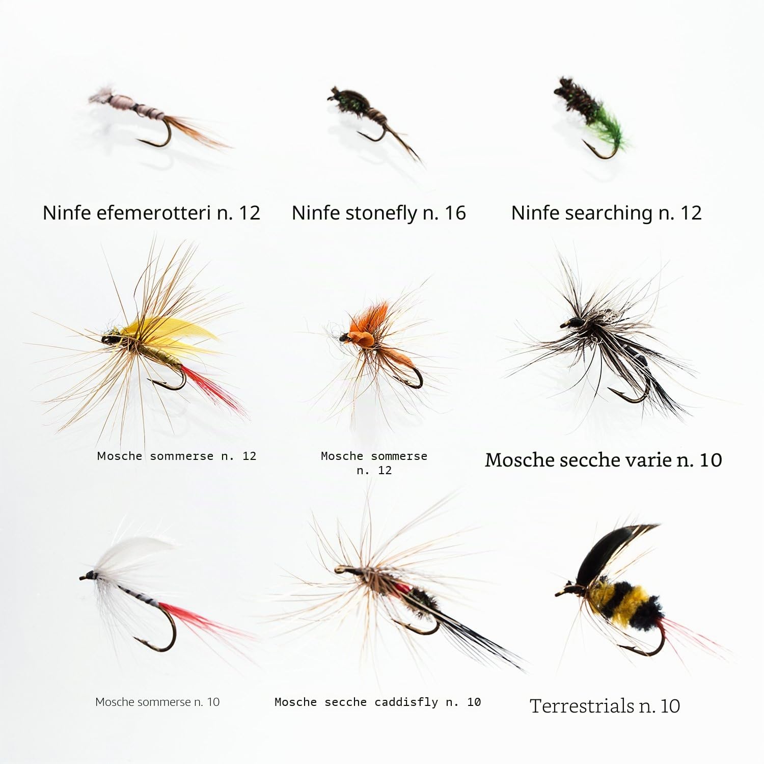 Bassdash Pesca Mosche Artificiali Esche Set Assortimento di Mosche Trota Bass con Fly Box Pezzi con Mosche secche/bagnate, ninfe, Stelle filanti, Popper