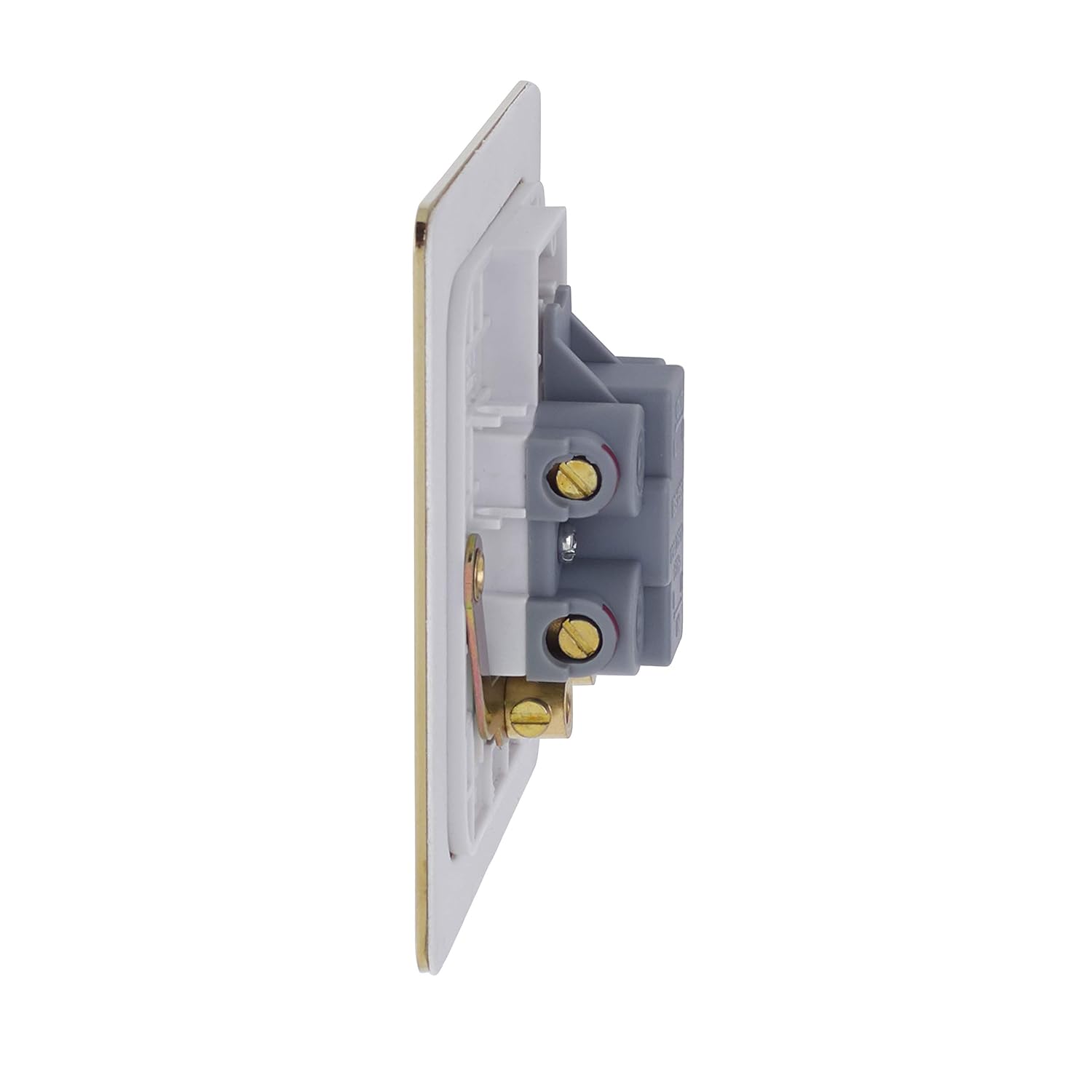 Schneider Electric Ultimate Flat Plate - Unswitched Fused Connection Unit, 13 A, GU5200WPB, Polished Brass with White Insert - Image 4