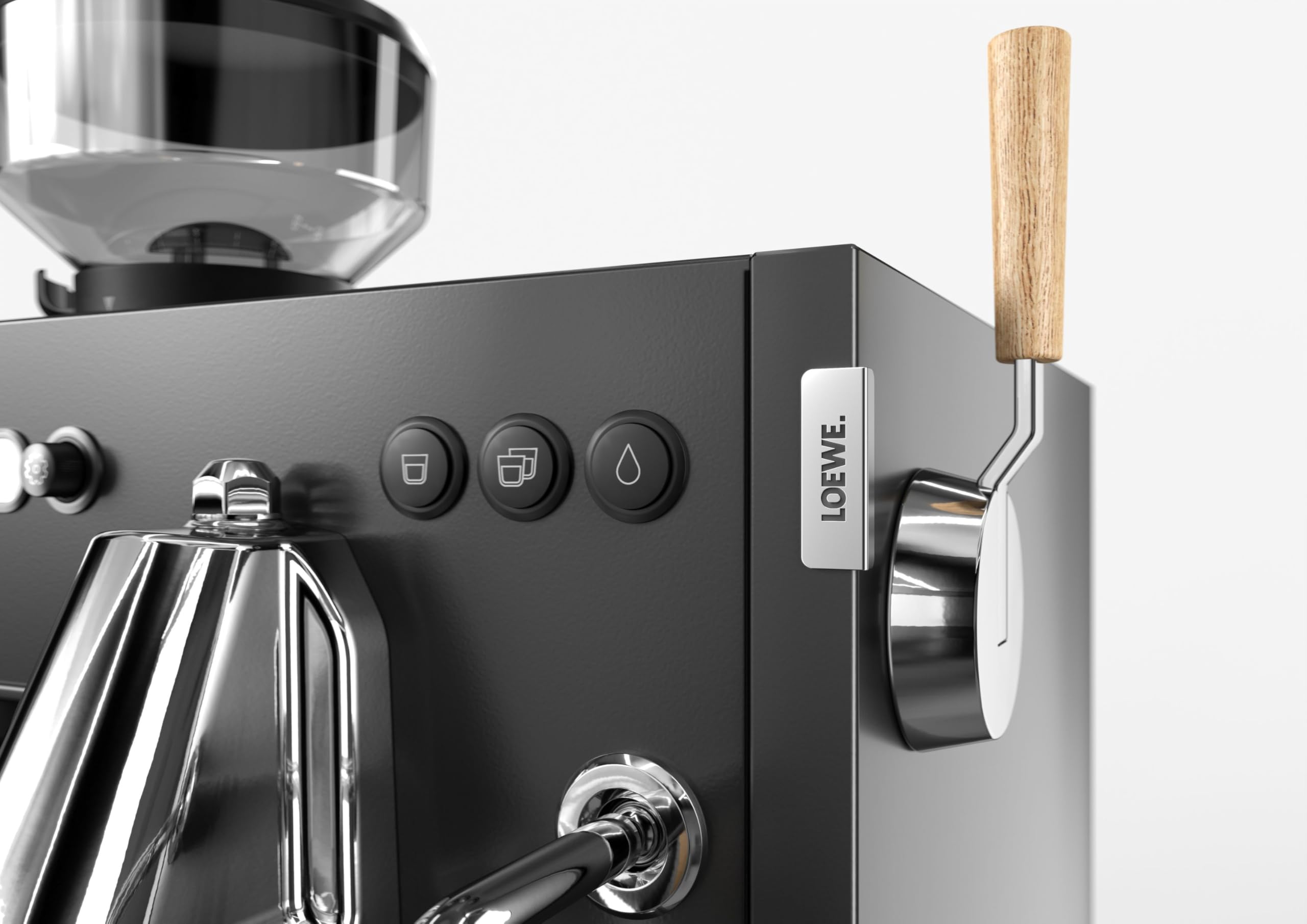 Loewe Macchina Espresso con Montalatte e Macinino, Estrattore 15 Bar, Tecnologia Termica Avanzata per Caffè Perfetto, Soluzione All-in-One