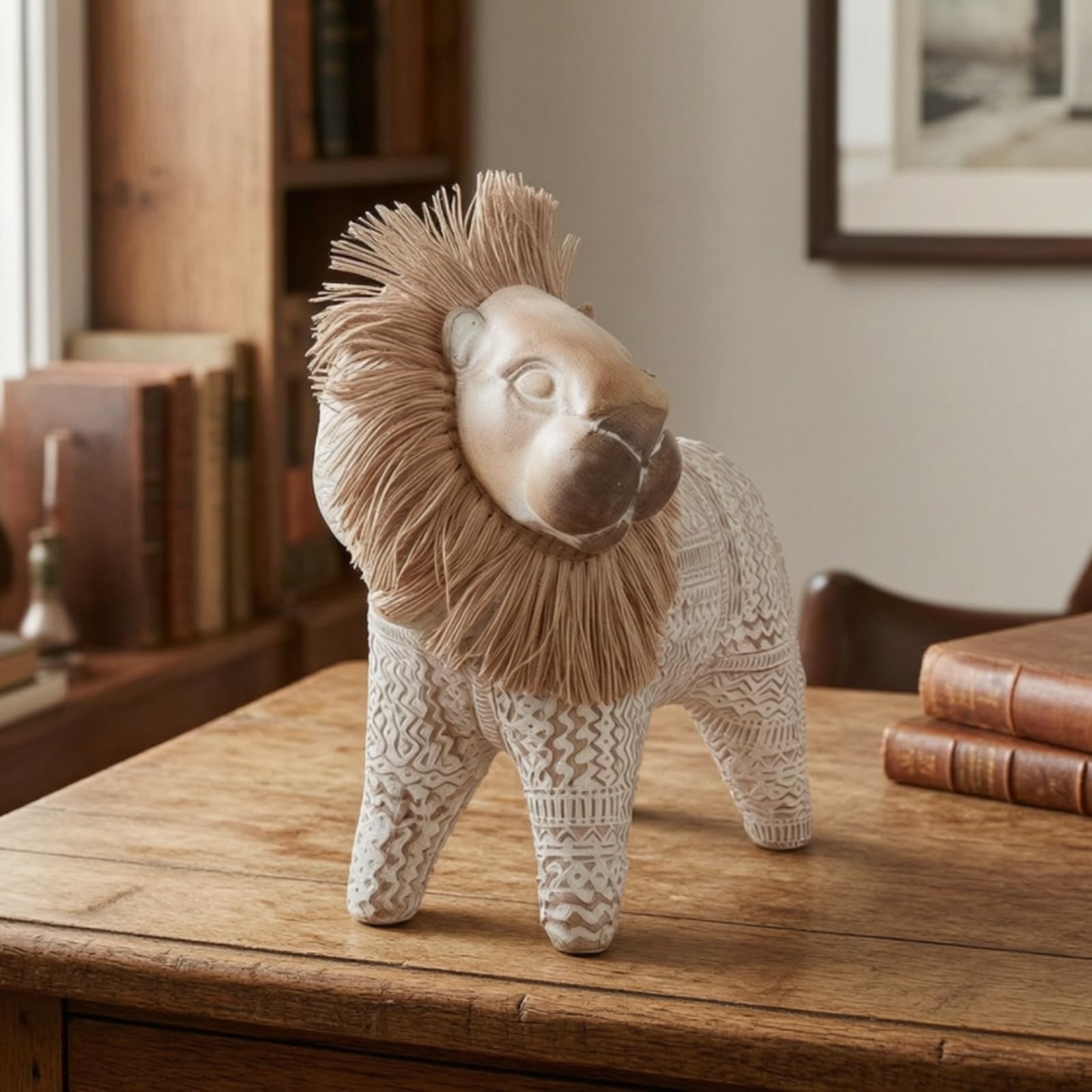 MagiDeal Estatua Decorativa Figura Escultura Adorno Animal con Relieve en Resina con Apariencia de Geometría Tallada Adecuada para Escritorio Oficina Estudio Salón